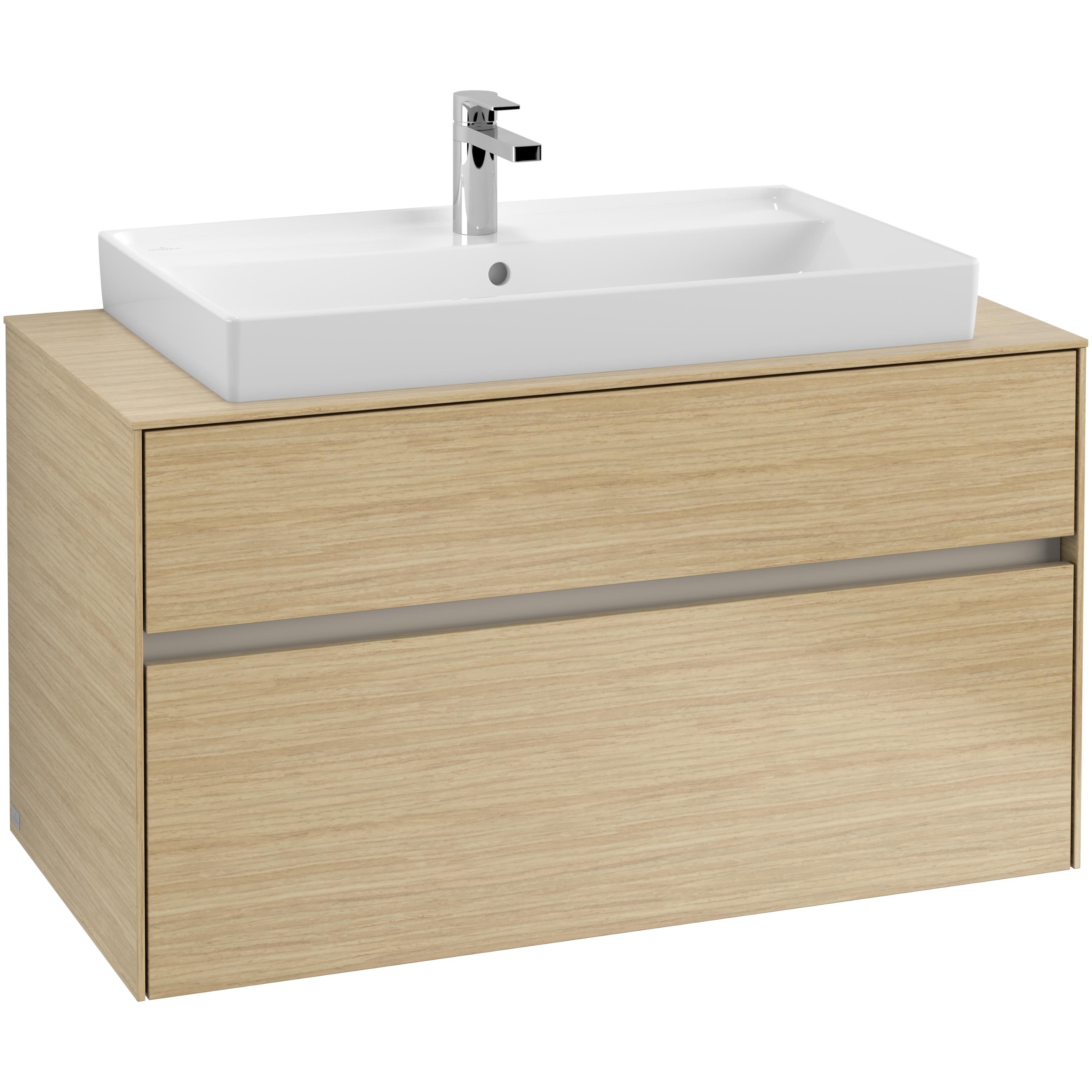 Tvättställsskåp Villeroy & Boch Collaro 100 cm med 2 Lådor för Ovanpåliggande Skåpstvättställ | badrum - badrumsmobler - tvattstallsskap-och-kommod | KakelKungen