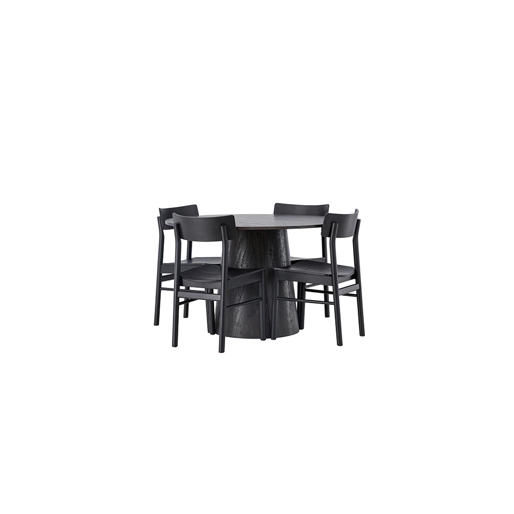 Spisegruppe Venture Home Lanzo Ø120 cm med 4 stk Montros Stoler