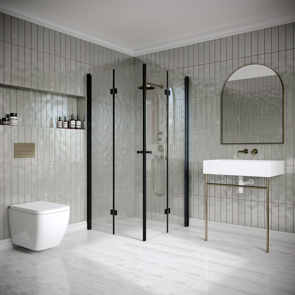 Hietakari Classic 150 695x695x1900 mm, Klart Glass, Sorte profiler