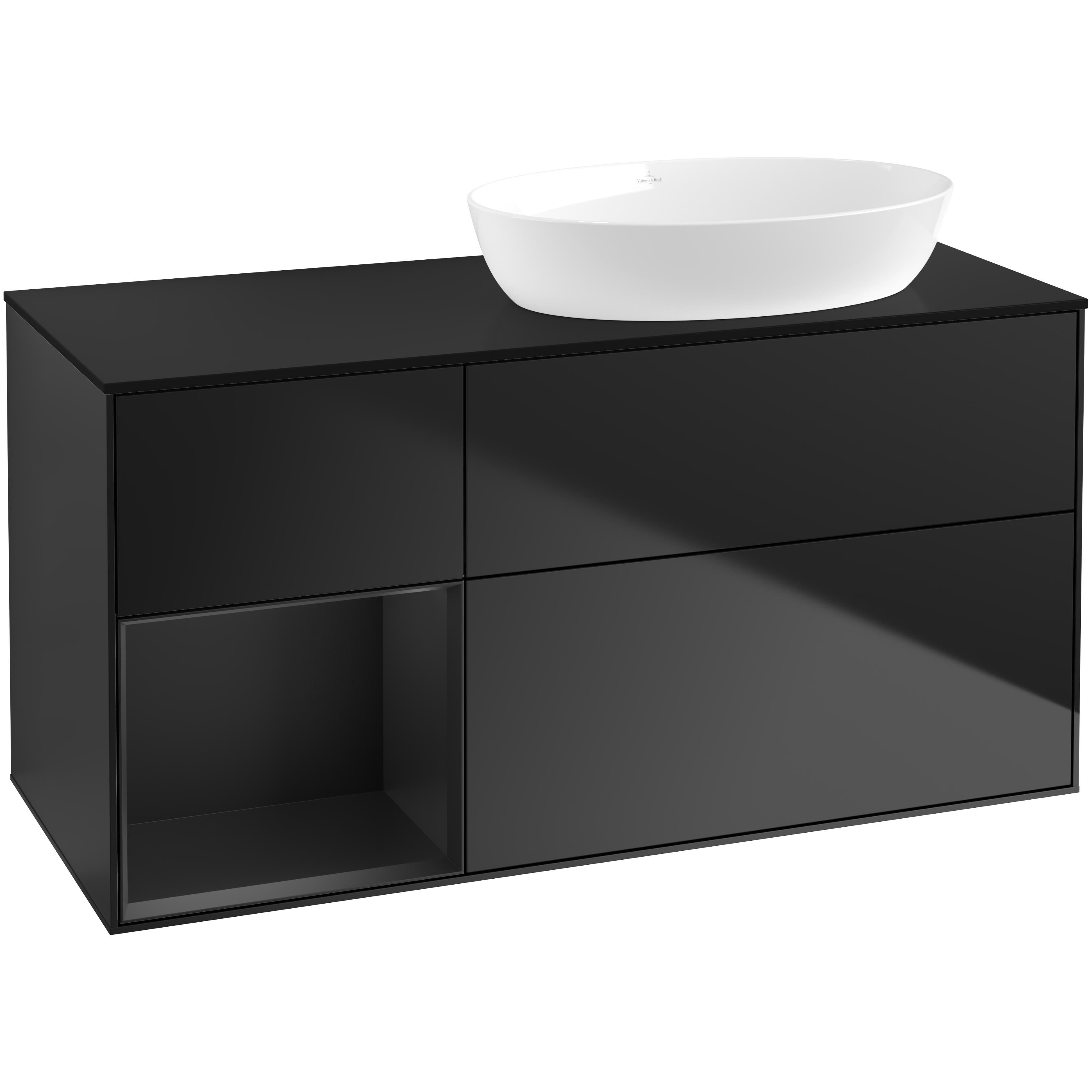 Tvättställsskåp Villeroy & Boch Finion med 3 Lådor Hylla och Bänkskiva för Ocentrerat Tvättställ från Artis & Collaro