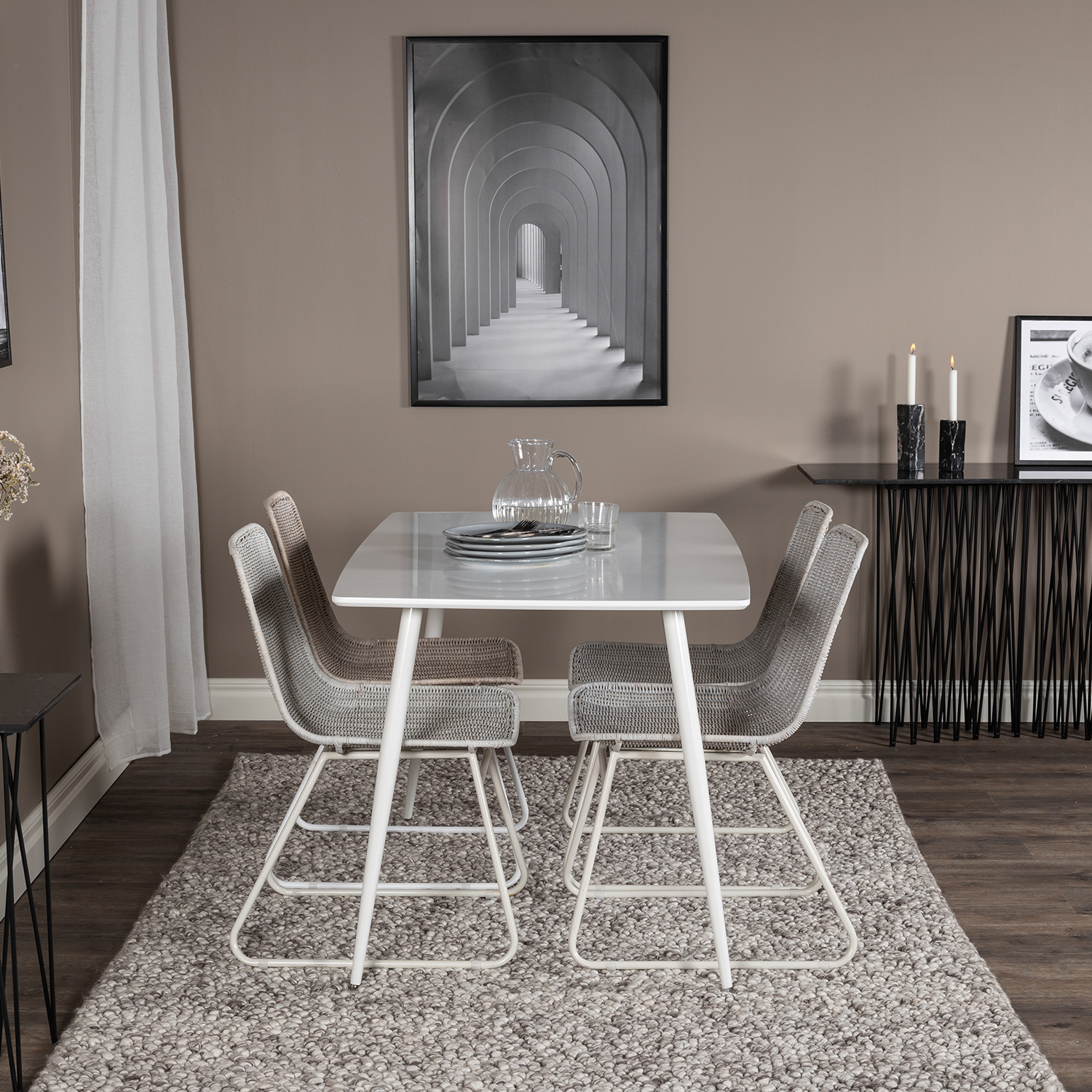 Spisegruppe Venture Home Pobbie med 4 Cornelia Stoler Polyester