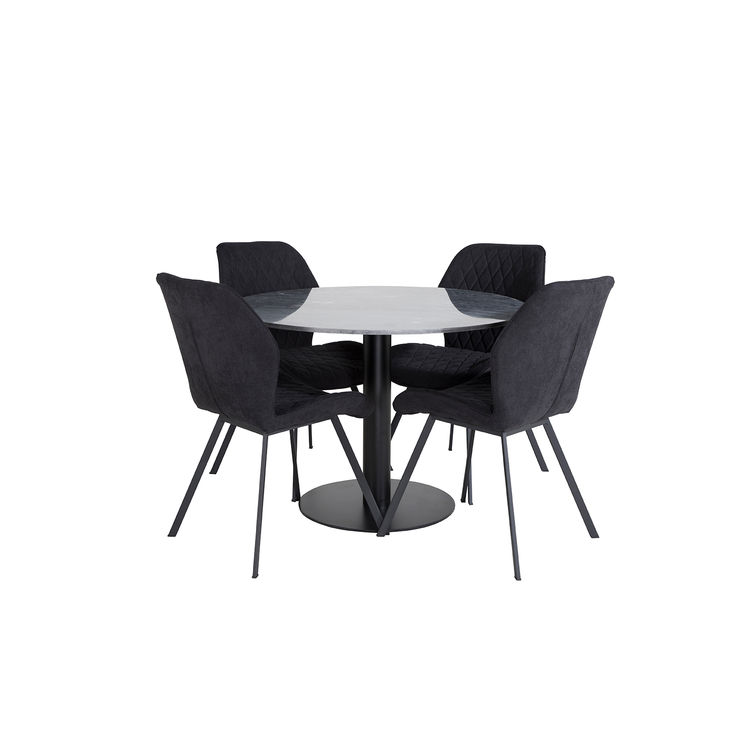 Spisegruppe Venture Home Estelle med 4 Geneva Stoler Polyester