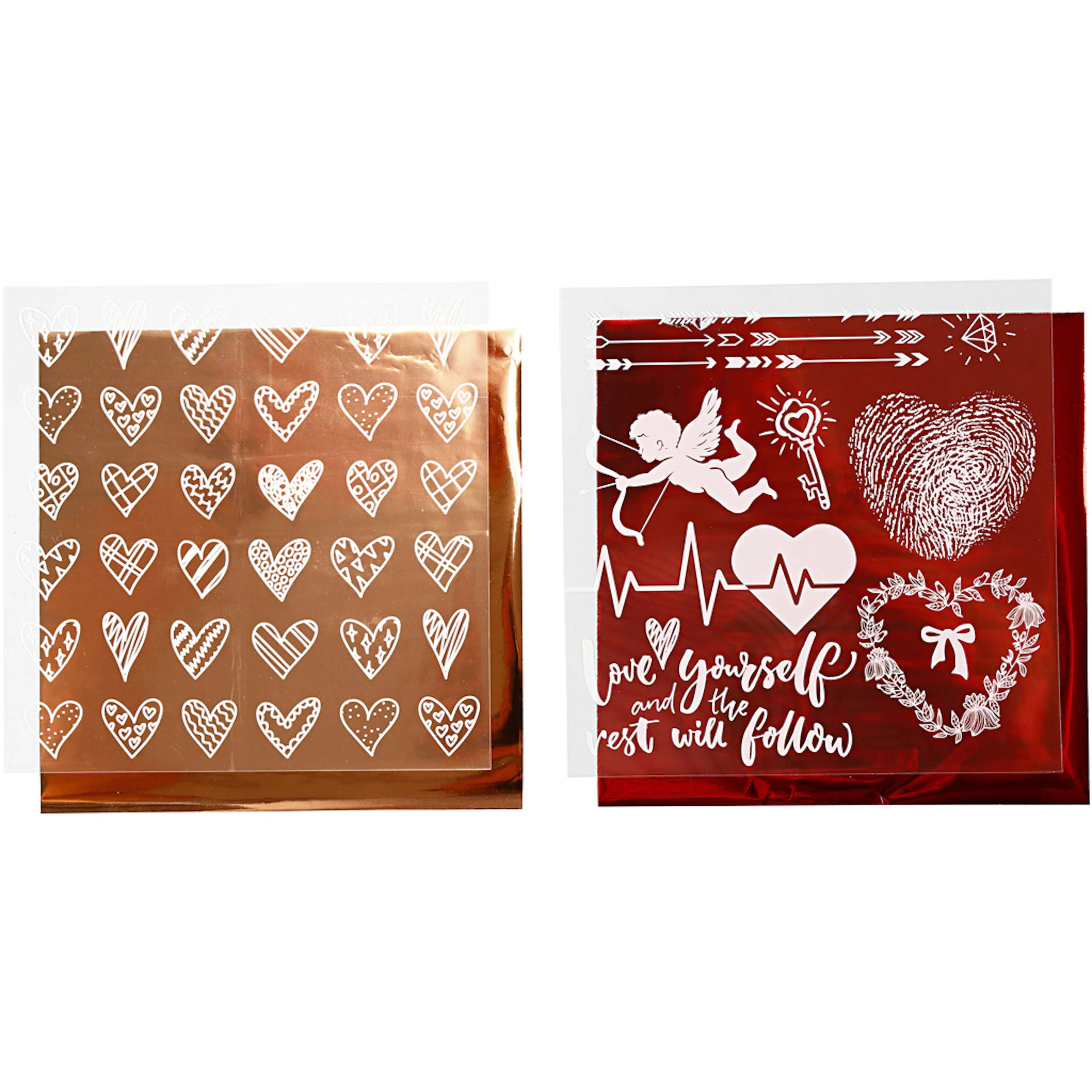 Dekorasjonsfolie Creativ Company Limark Hjerte og Kjærlighet 2x2 ark/1 Pk