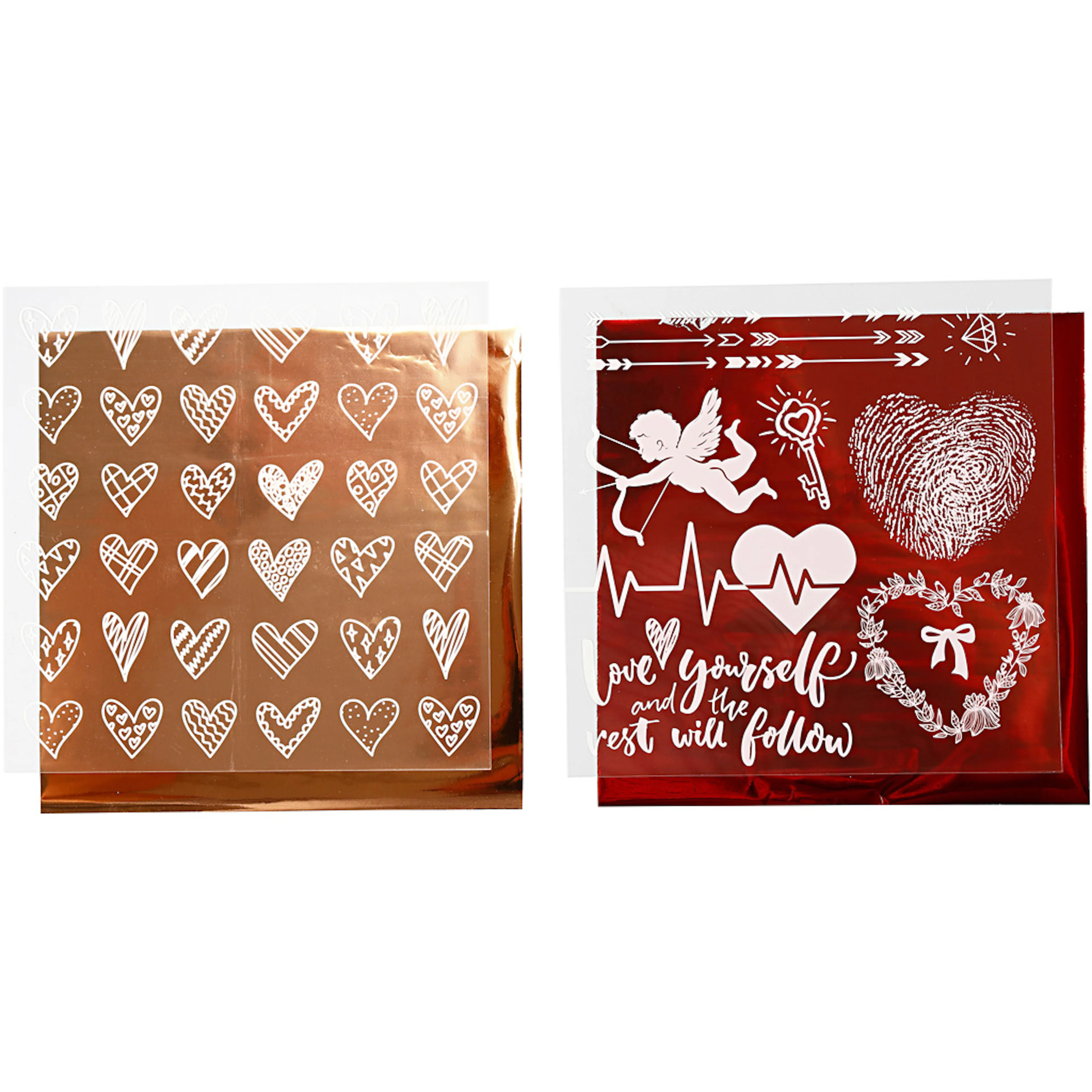 Dekorasjonsfolie Creativ Company Limark Hjerte og Kjærlighet 2x2 ark/1 Pk