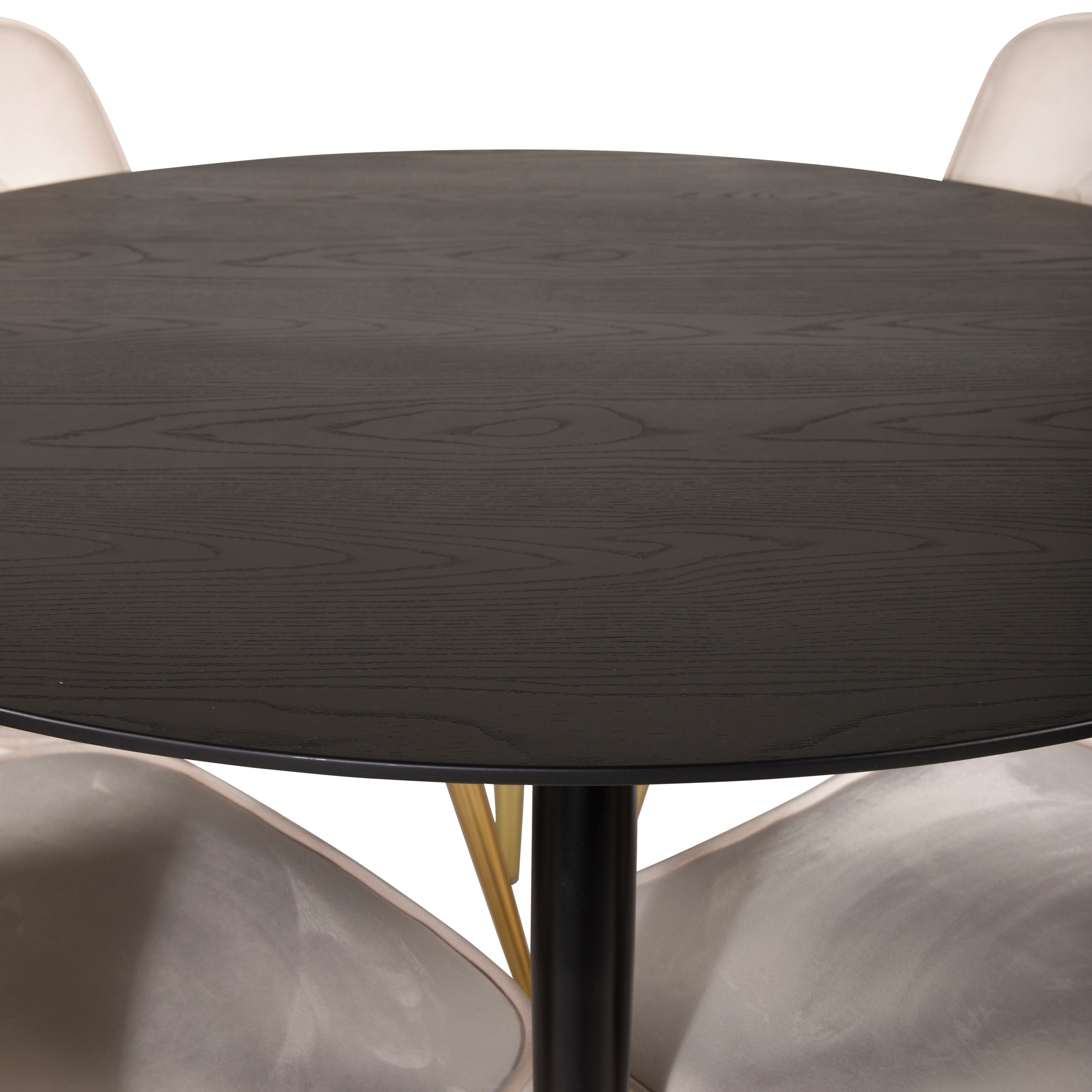 Spisegruppe Venture Home Dipp Ø115 cm med 4 Velvet Deluxe Stoler