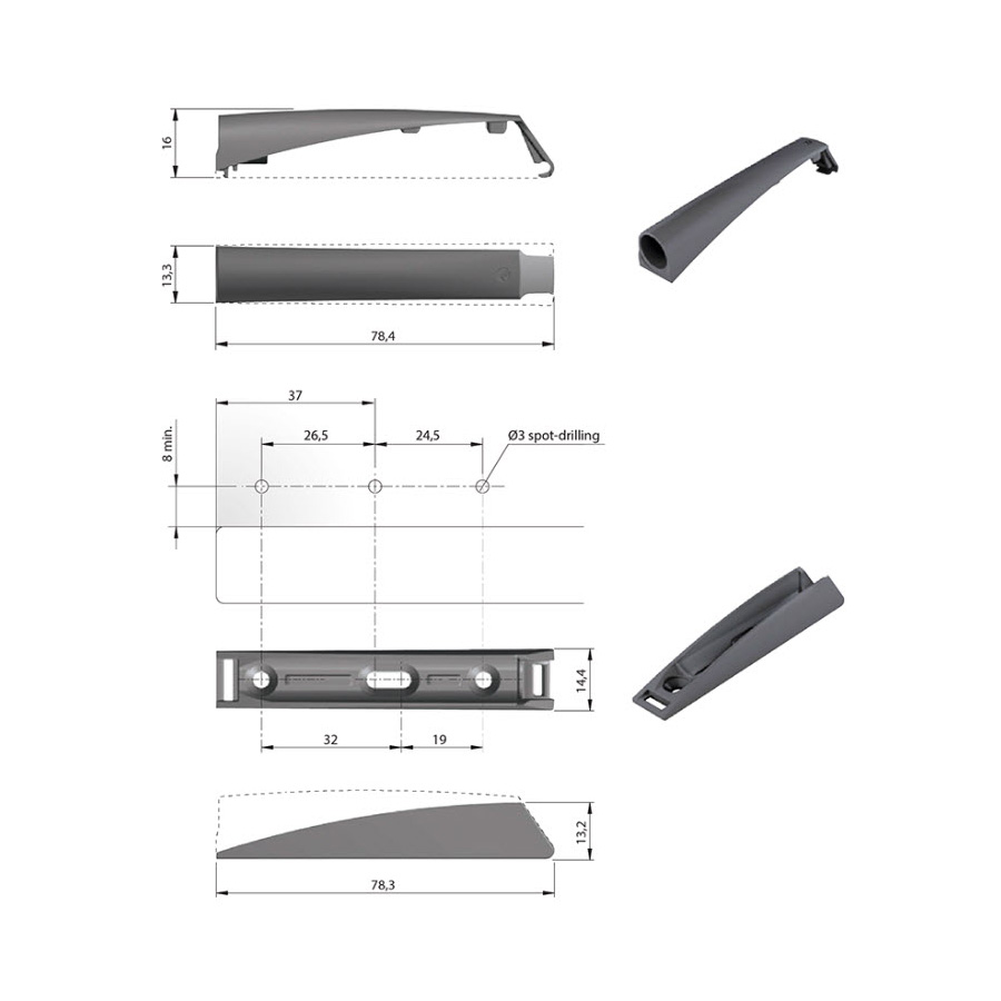 Trykk Åpne Beslag Design K-push Komplett med Magnet