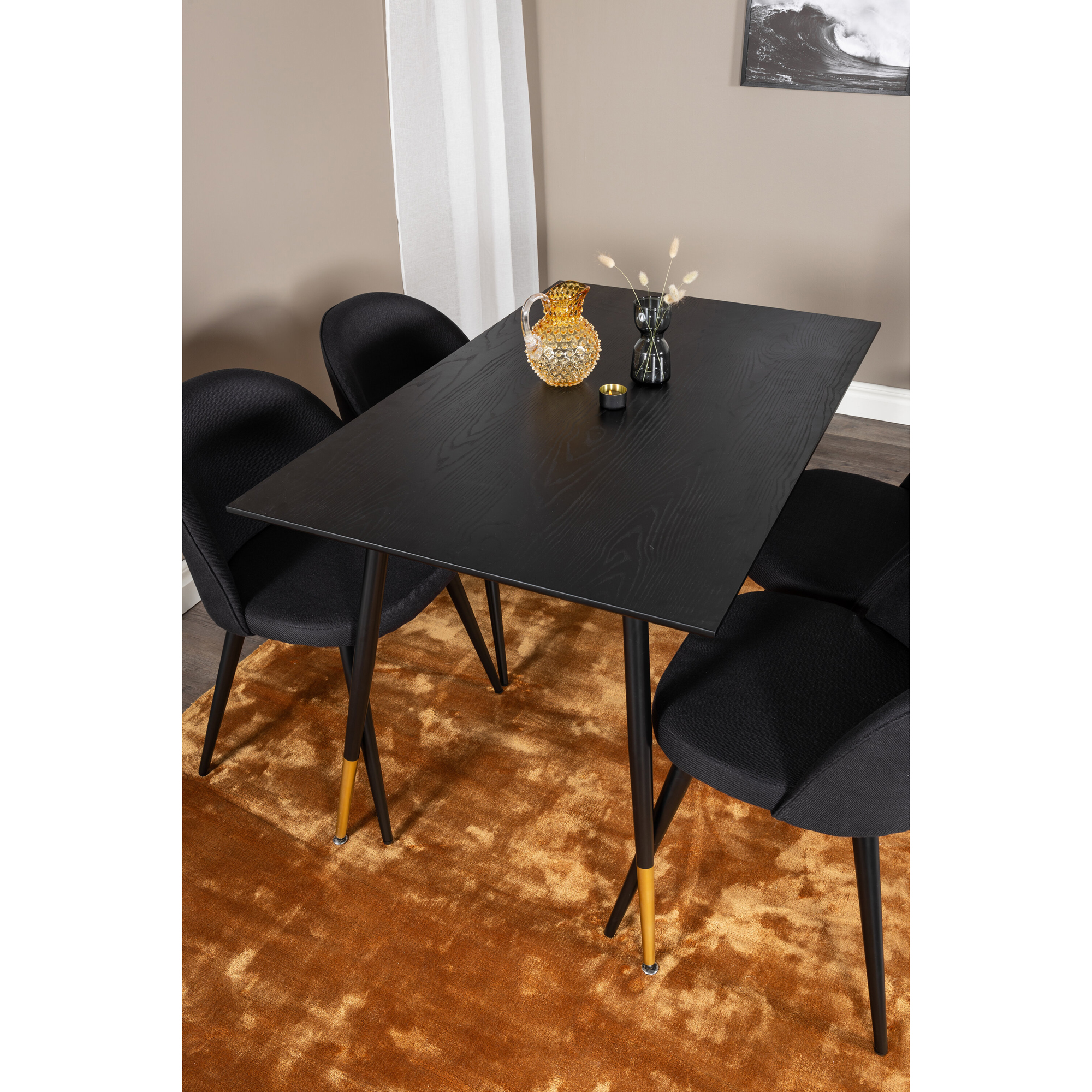 DippTable - Black Veneer -VelvetChiar- Black _4 Sort/, Polyester