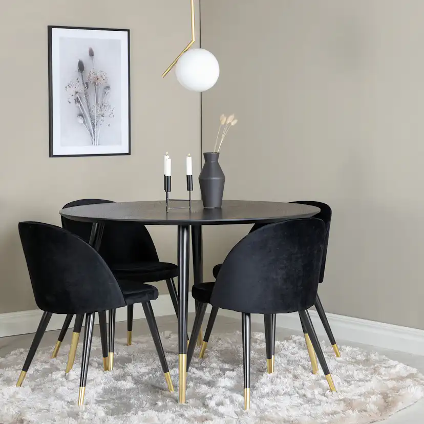Spisegruppe Venture Home Dipp med 4 Velvet Stoler Rundt
