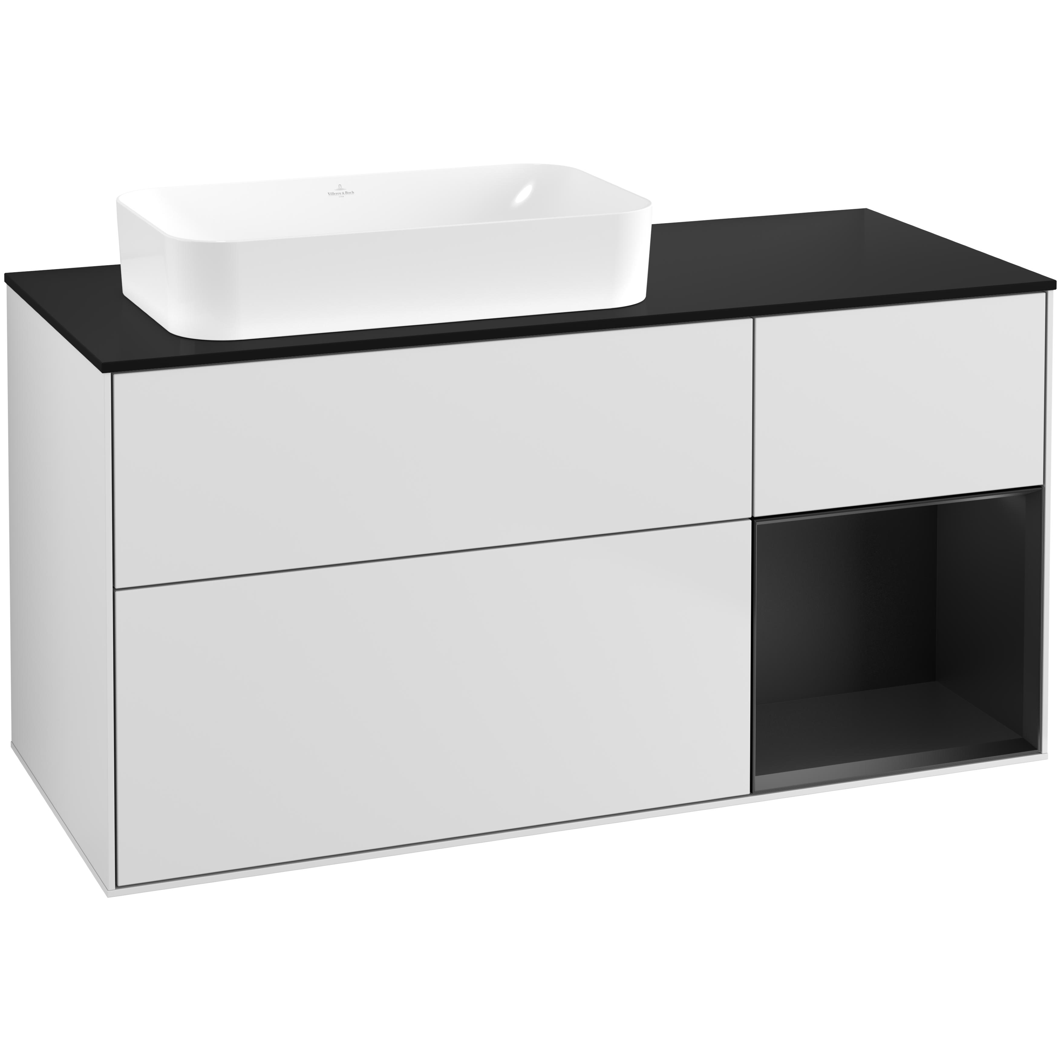 Tvättställsskåp Villeroy & Boch Finion med 3 Lådor Hylla och Bänkskiva för Ocentrerat Fristående Tvättställ