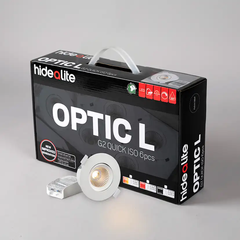 Downlight Hide-A-Lite DL Optic G2 L Q ISO 6-pk Hvit Tune