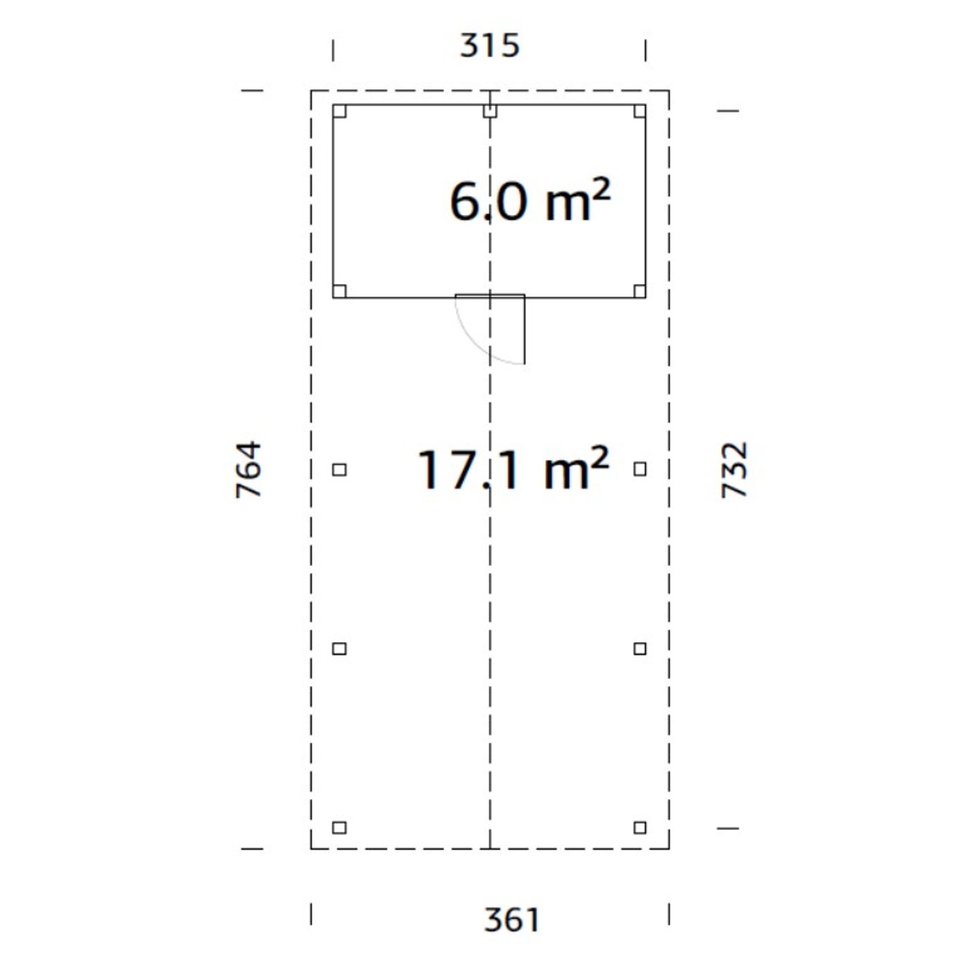 Carport Palmako Robert 23,1 m2 med Bod