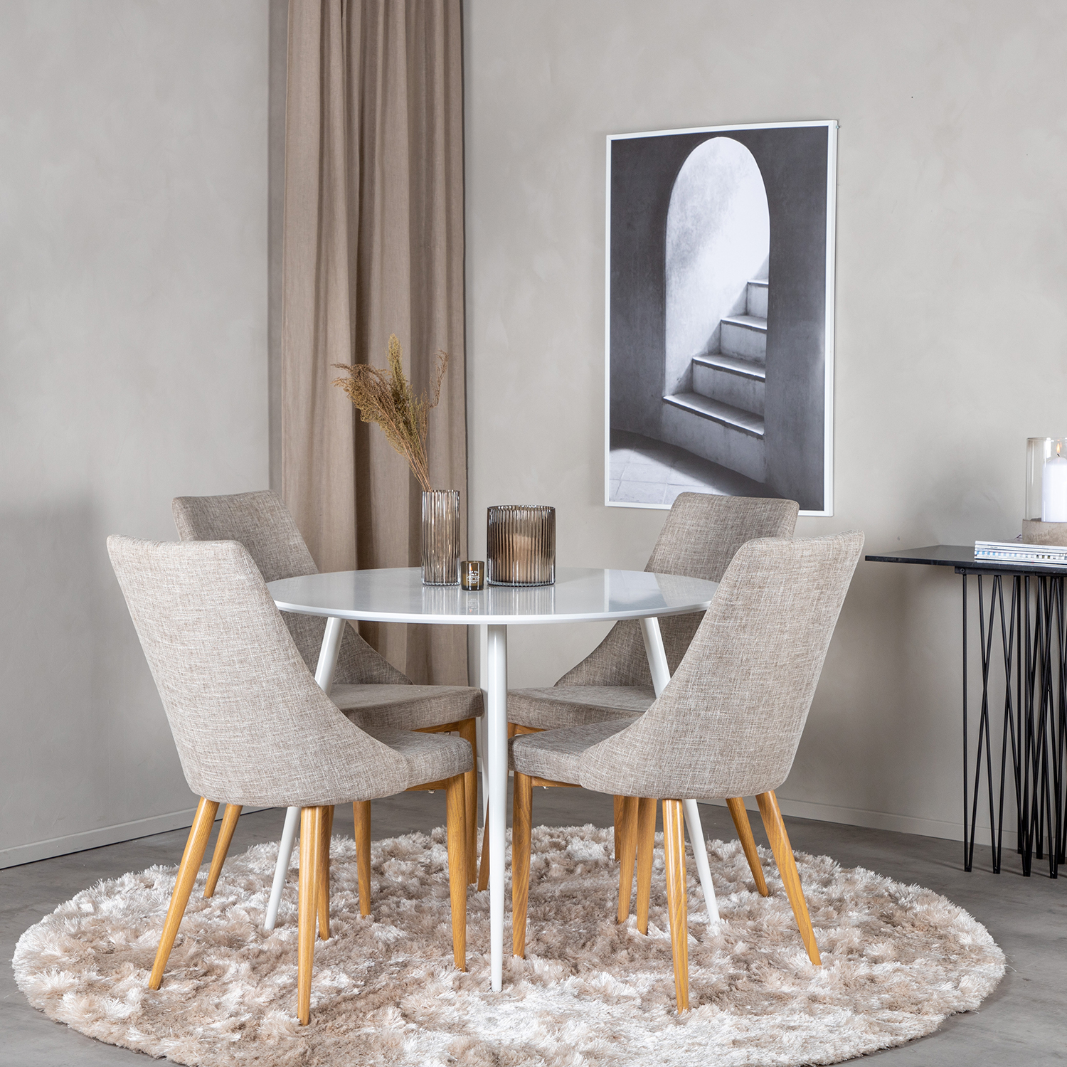 Spisegruppe Venture Home Plake1 med 4 Laura Stoler Polyester Rundt