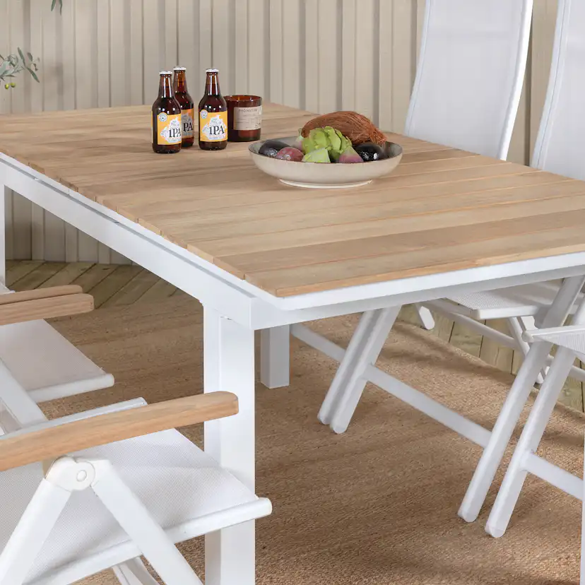 Mexico matbord 160/240*90 - vit / teak Hvit/Teak