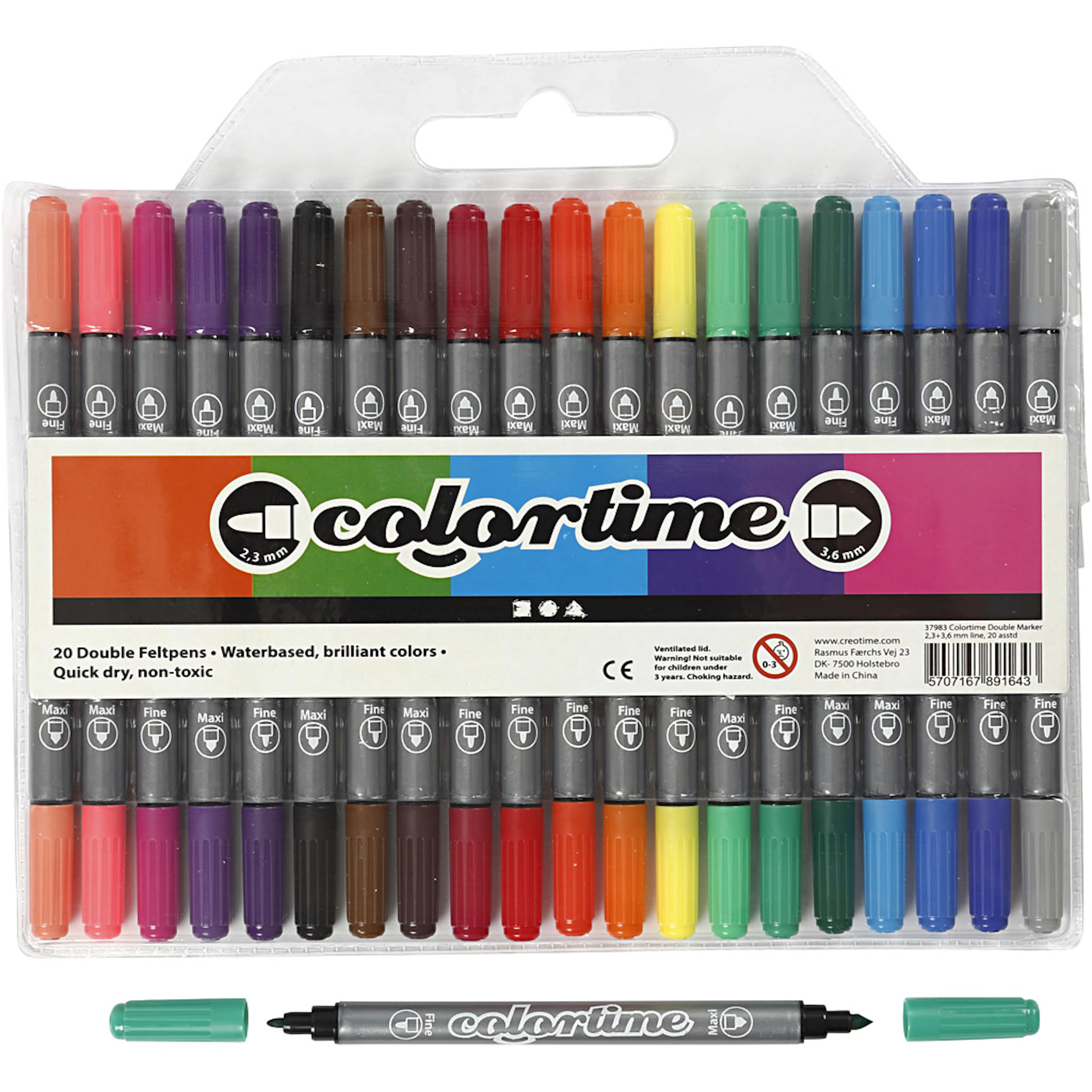 Dobbeltusj Creativ Company Colortime Strek 2,3+36 mm 1 Pk