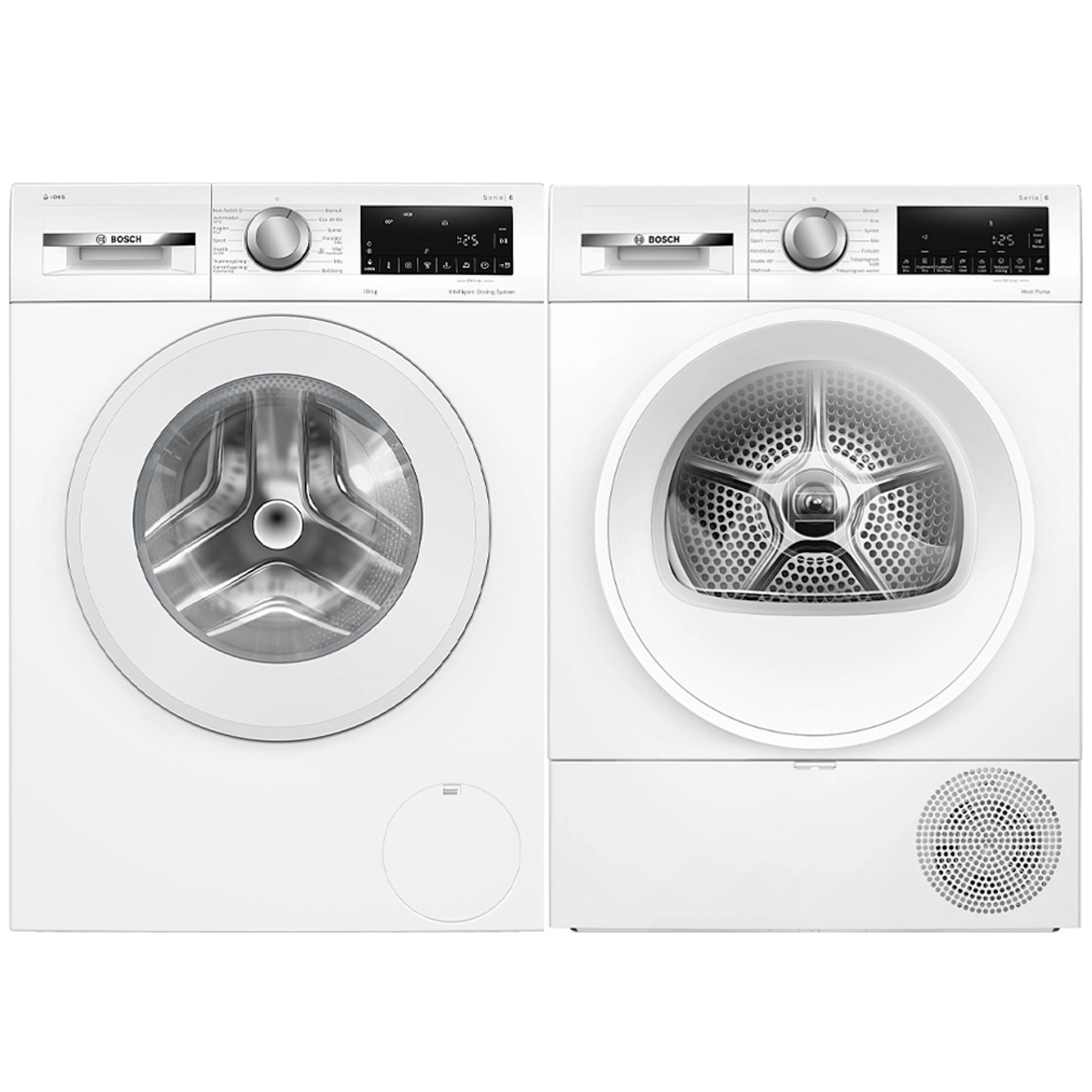 Vaskemaskin og Tørketrommel Bosch WGG254FLSN + WQG2420ASN Serie 6 Hvit