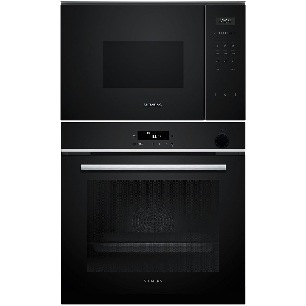 Ovn- og Mikrobølgepakke Siemens iQ300 HR532GBS3 + iQ500 BF525LMB1 Sort