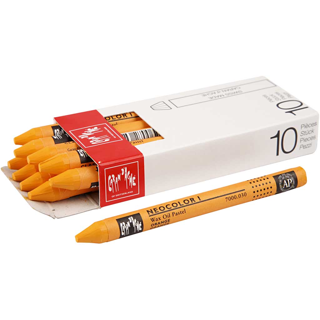 Neocolor I, orange (030), L: 10 cm, tjocklek 8 mm, 10 st./ 1 Orange (030)