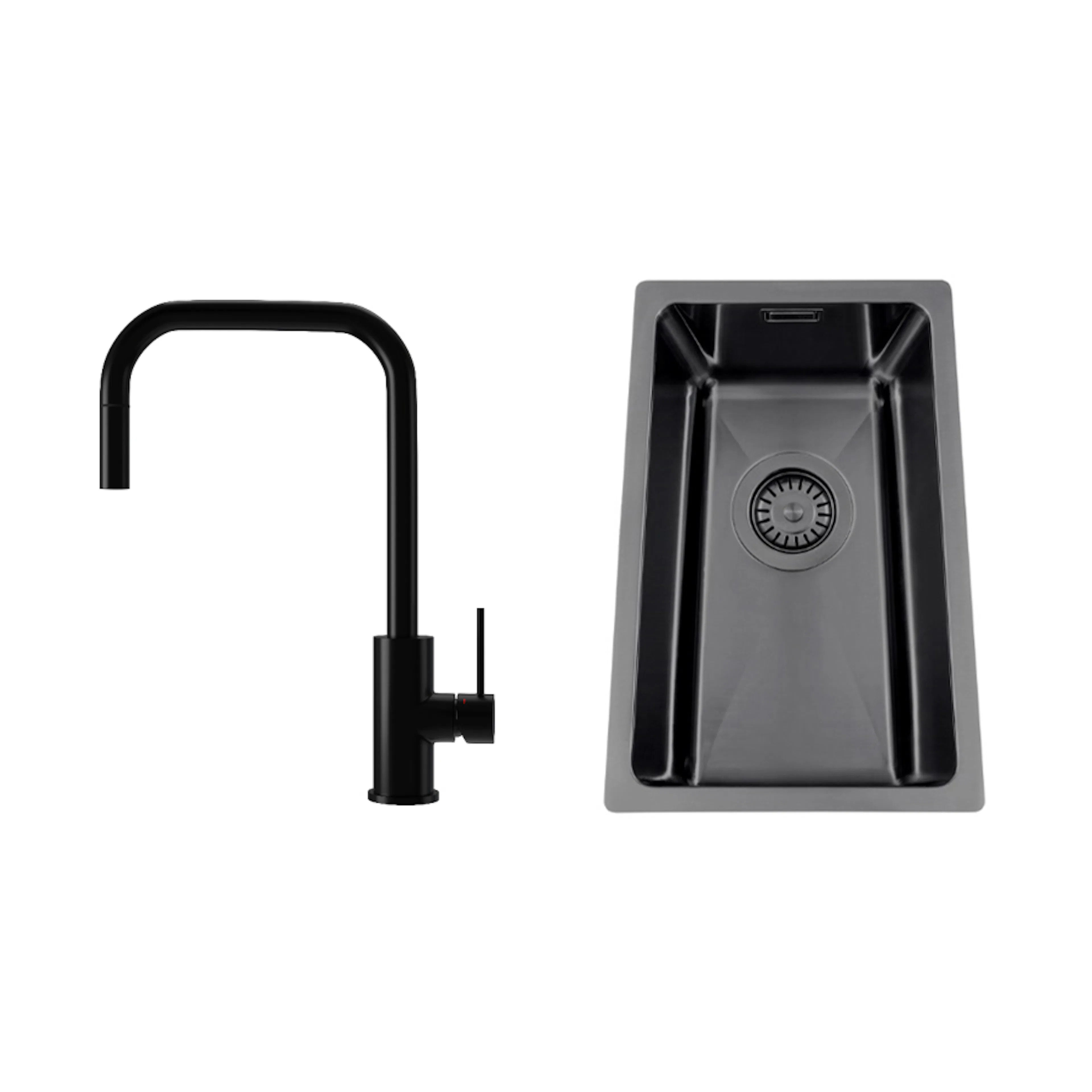Kjøkkenvask Nordic Tech Titan 230 X med Kjøkkenbatteri Steel Accent Square D