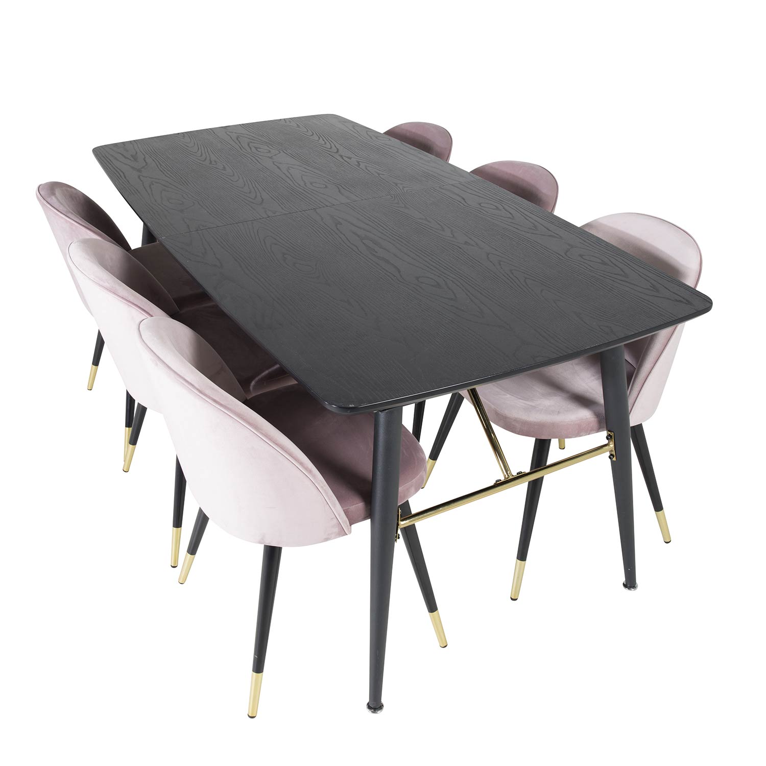 Spisegruppe Venture Home Gold med 6 Velvet Stoler