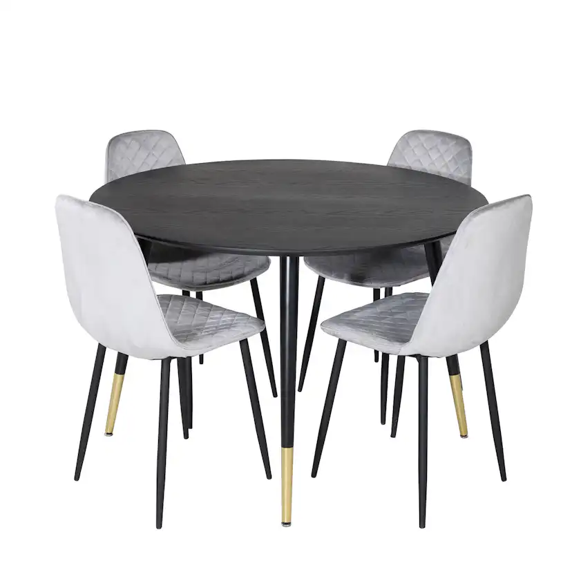 Spisegruppe Venture Home Dipp Ø115 cm med 4 Polar Stoler