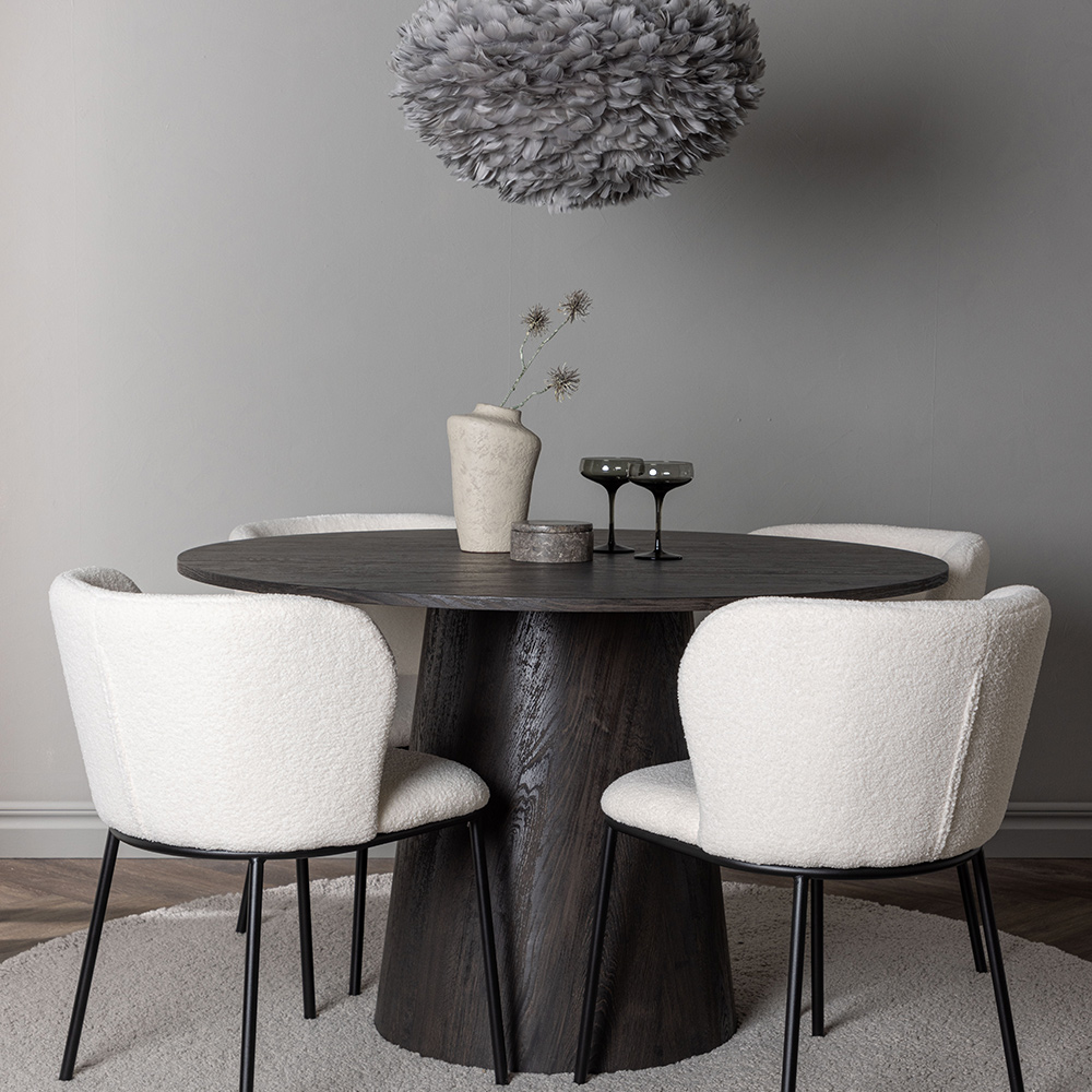 Spisegruppe Venture Home Lanzo Ø120 cm med 4 stk Edina Stoler