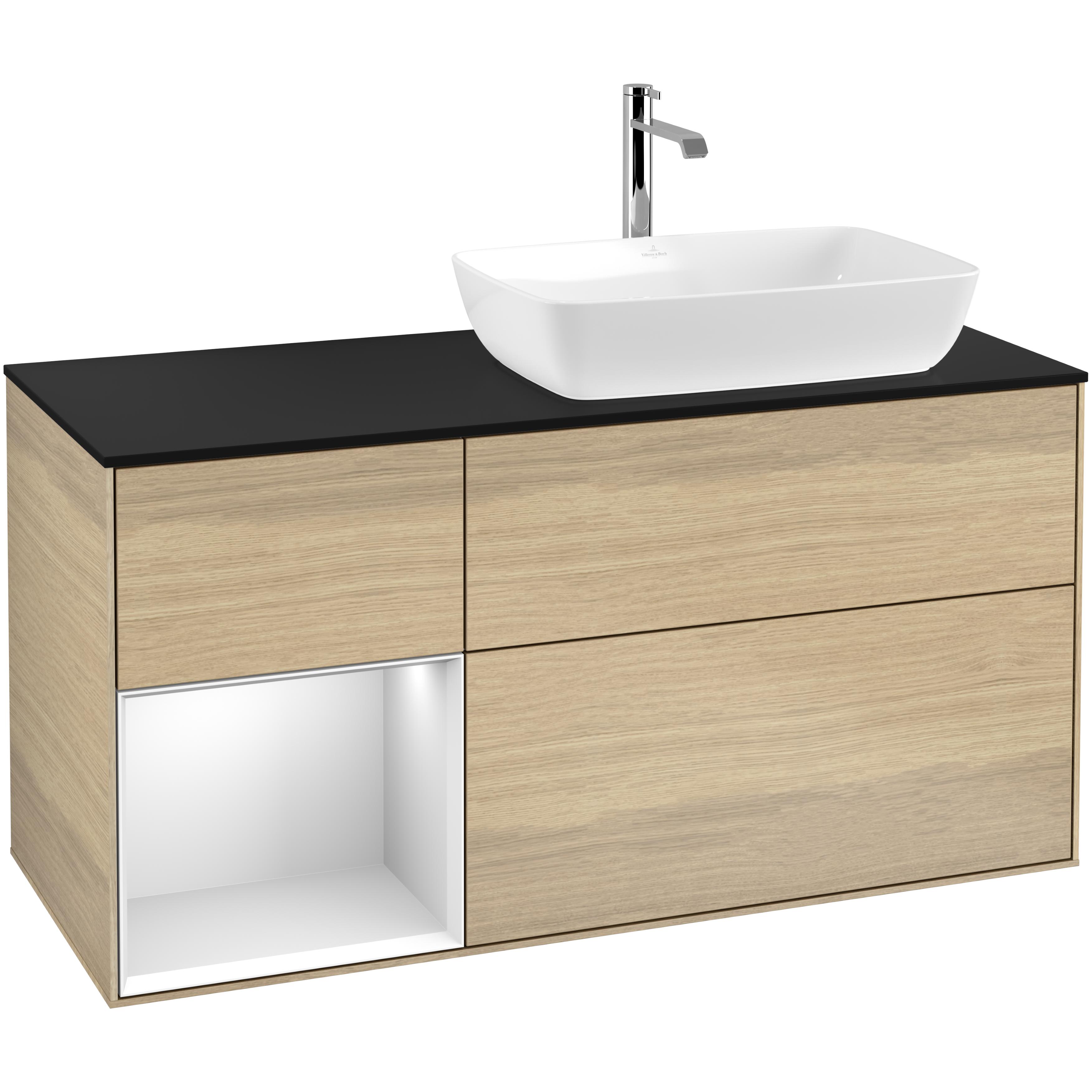 Tvättställsskåp Villeroy & Boch Finion med 3 Lådor Hylla och Bänkskiva för Ocentrerat Tvättställ från Artis & Collaro