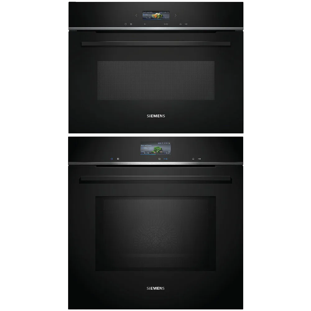 Ovn- og Mikrobølgepakke Siemens iQ700 HM736G1B1 + CE732GXB1 Kombinasjonsovn Med Mikro For Innbygging Sort