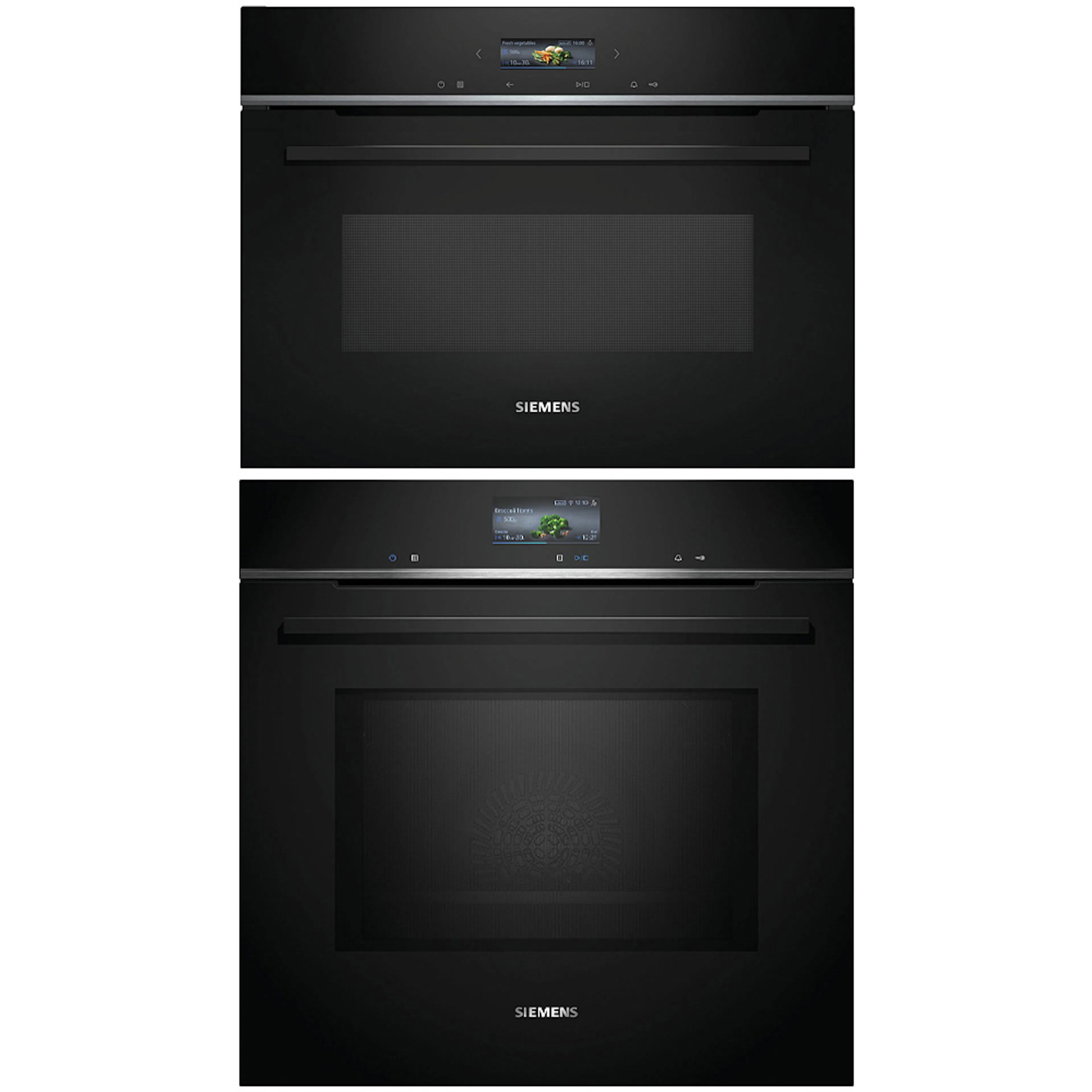 Ovn- og Mikrobølgepakke Siemens iQ700 HM736G1B1 + CE732GXB1 Kombinasjonsovn Med Mikro For Innbygging Sort