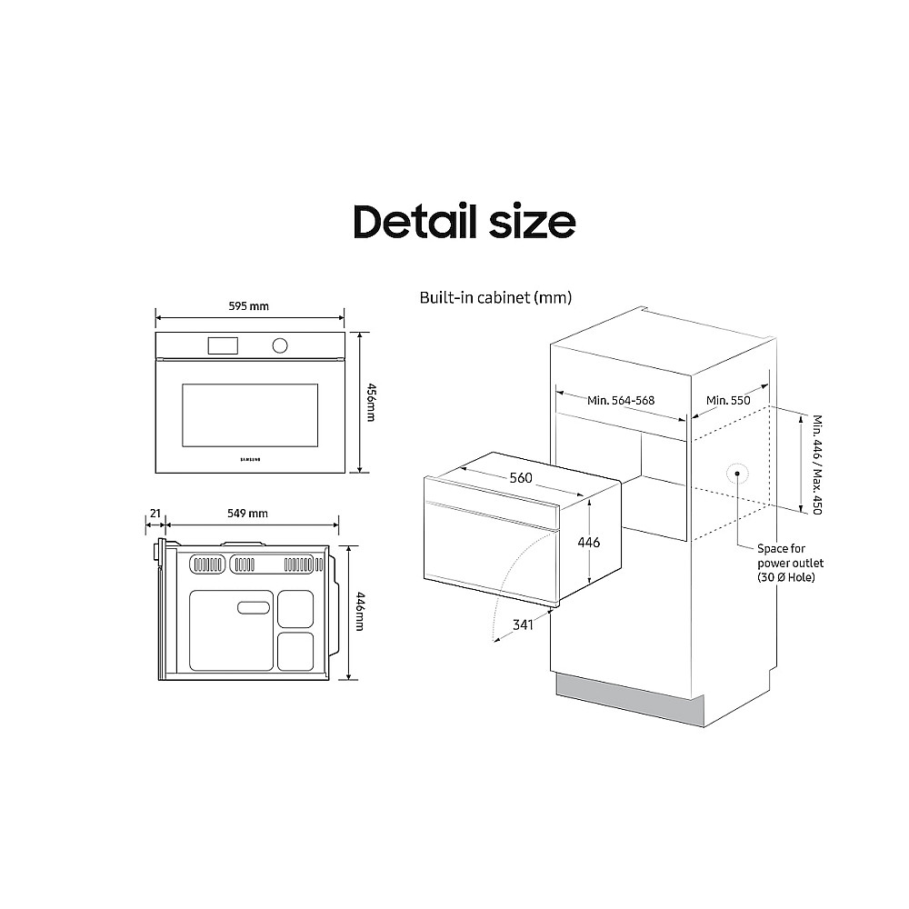 Kompaktovn Samsung Series 4 NQ5B4553FBB/U1 Sort med Wi-Fi og Mikrobølgeovenkombi