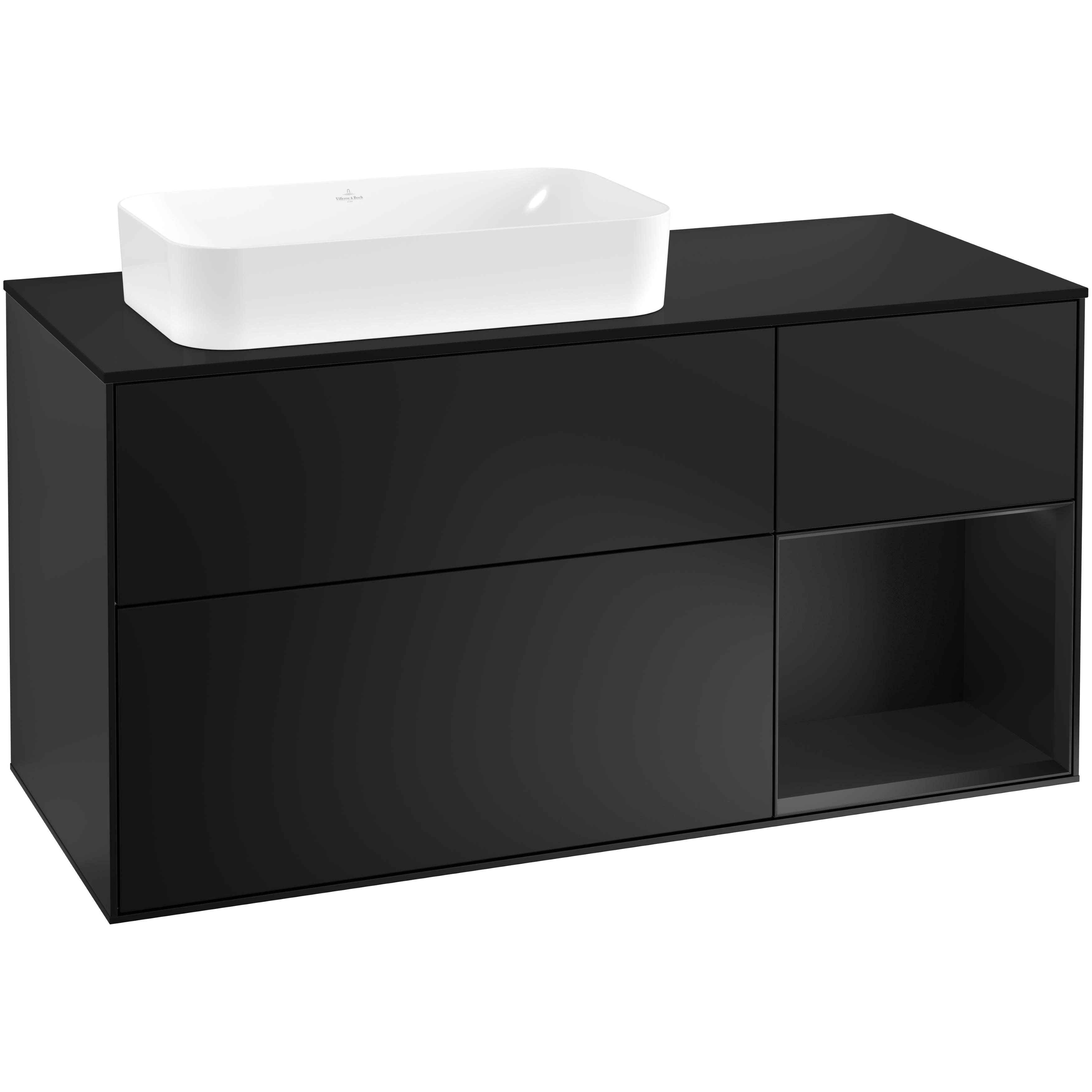 Tvättställsskåp Villeroy & Boch Finion med 3 Lådor Hylla och Bänkskiva för Ocentrerat Fristående Tvättställ