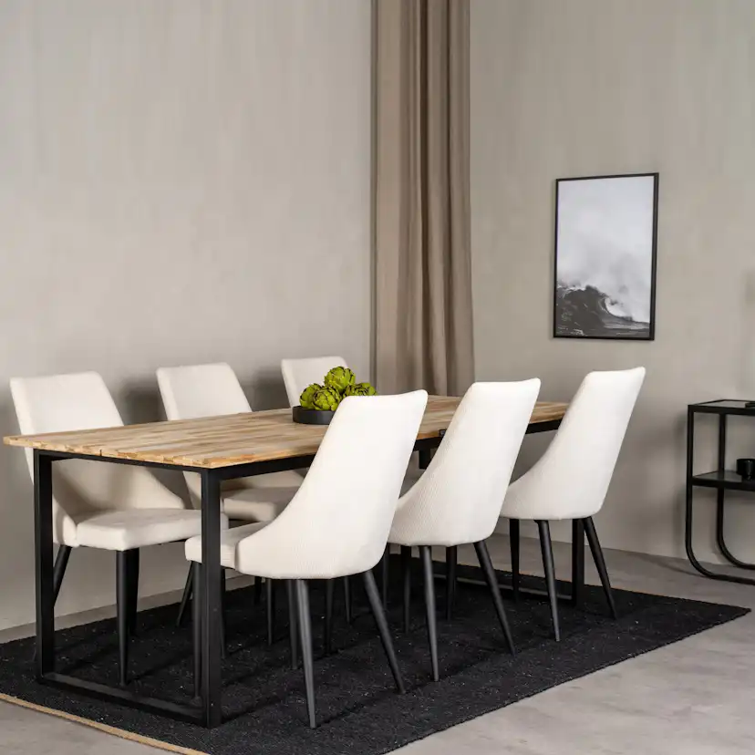Spisegruppe Venture Home Cirebon med 6stk Leone Stoler