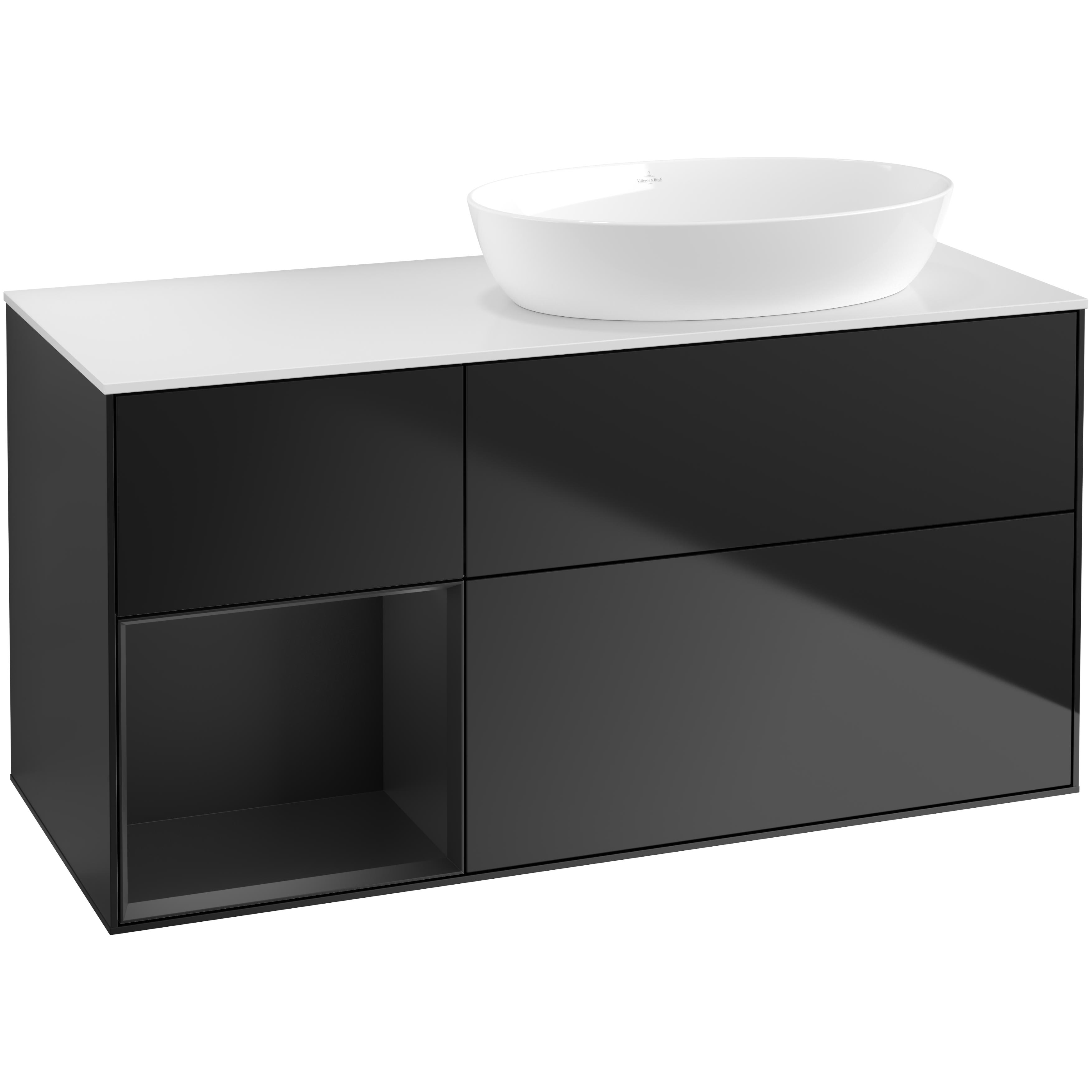 Tvättställsskåp Villeroy & Boch Finion med 3 Lådor Hylla och Bänkskiva för Ocentrerat Tvättställ från Artis & Collaro