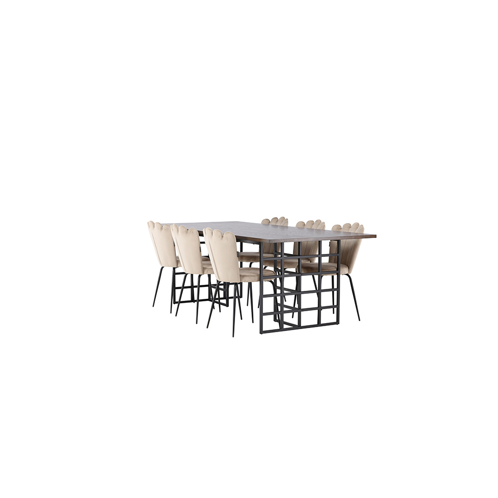 Spisegruppe Venture Home Ystad med 6 stk Limhamn Light Stoler