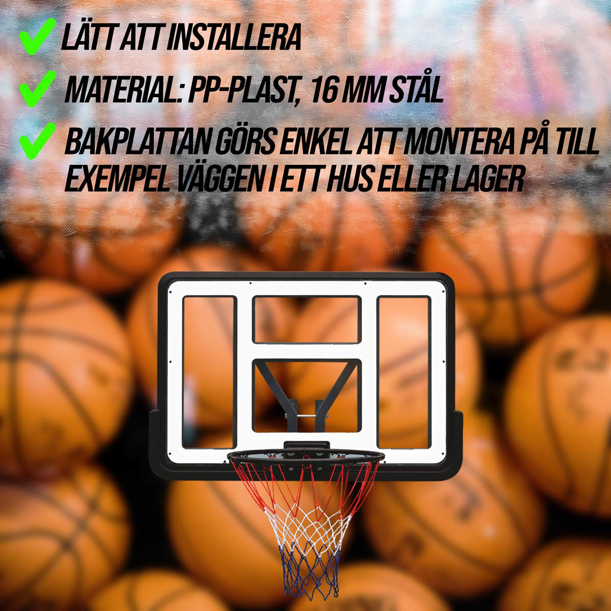 Basketballkurv ProSport med Bakplate