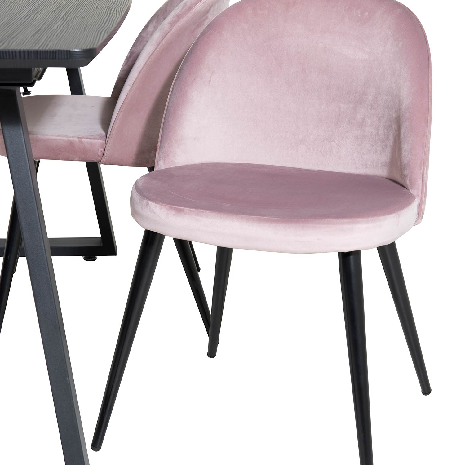 Spisegruppe Venture Home Ina med 4 Valentina Stoler Fløyel