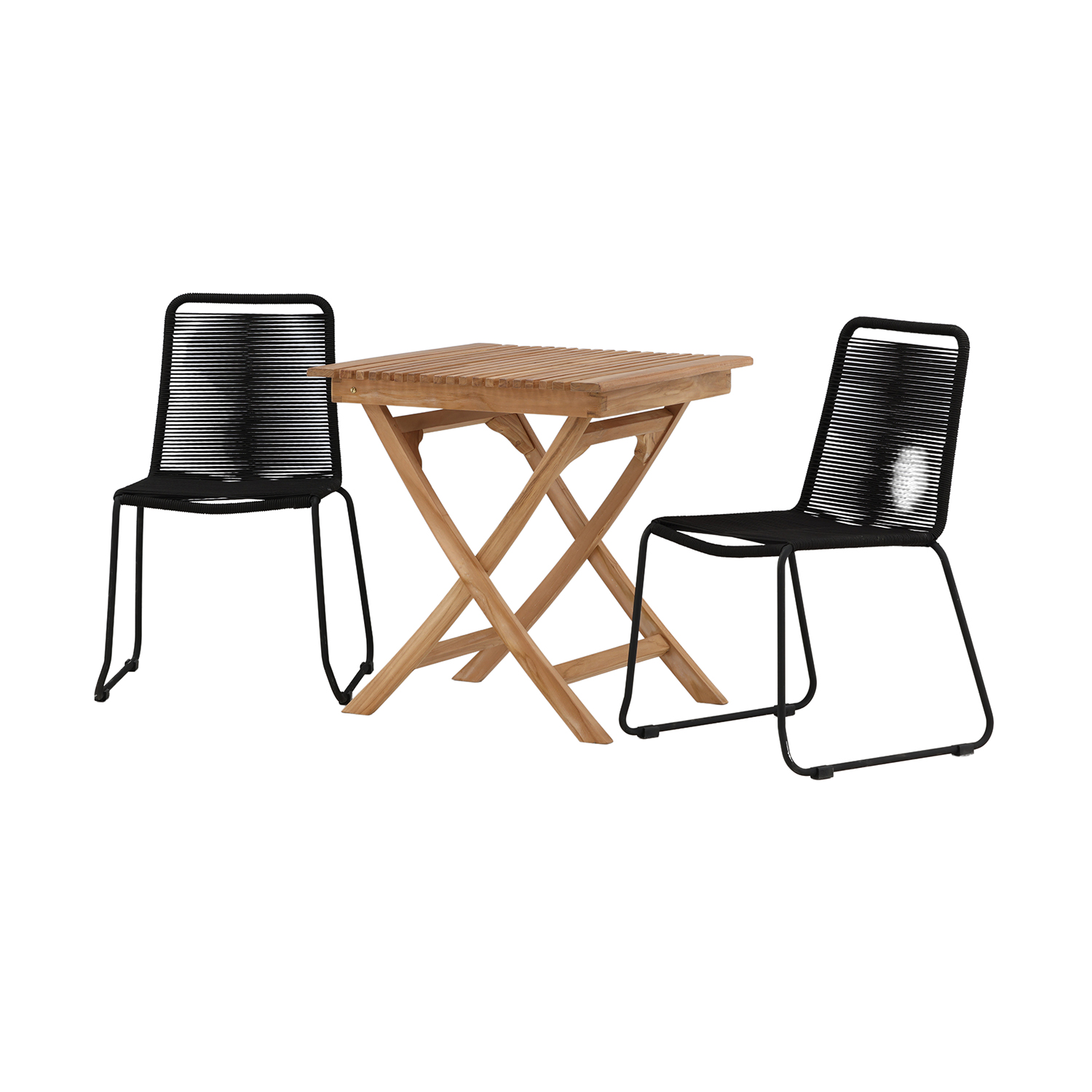 Spisegruppe Venture Home Ghana Teak 70x70 cm med 2 Lindos Stablestoler