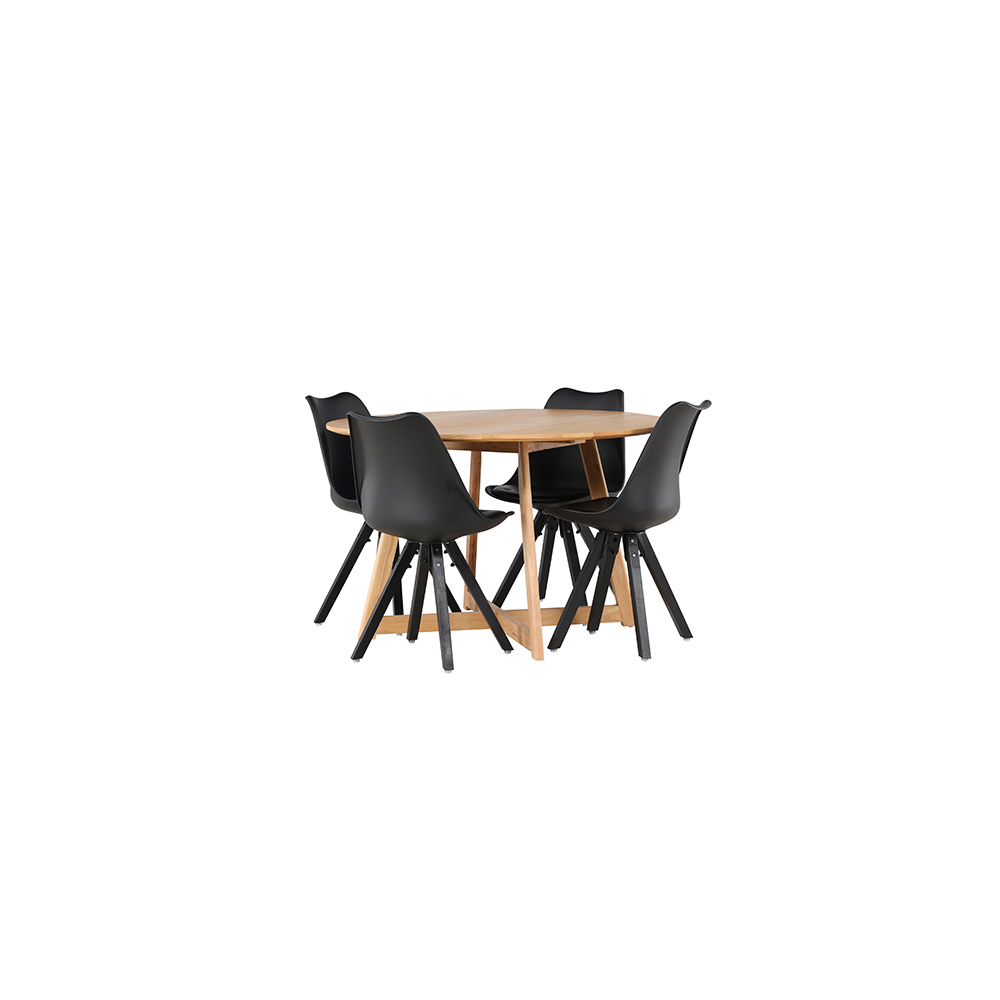 Spisegruppe Venture Home Yakidon Ø120 cm med 4 stk Zeno Stoler