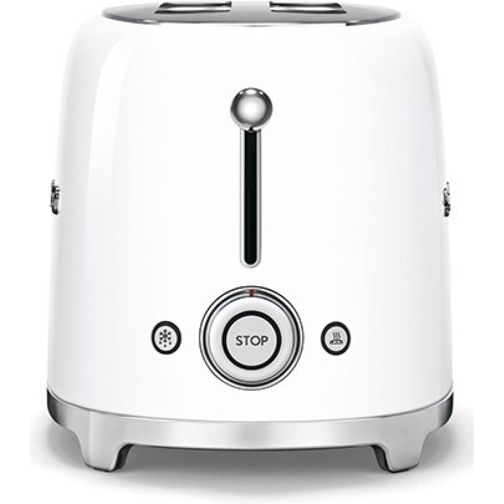 Brødrister Smeg TSF02WHEU Hvit 50-talls Retro Design med Ekstra Brede Spor