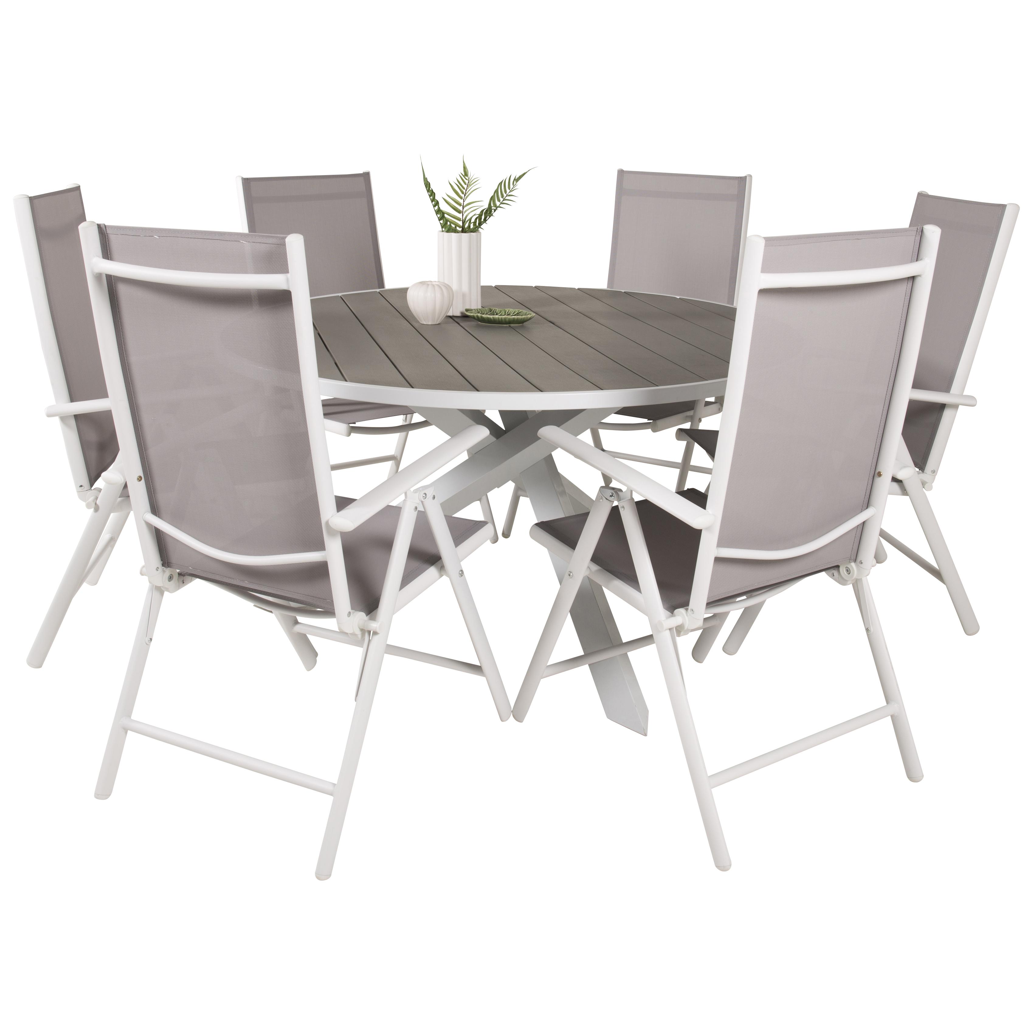 Spisegruppe Venture Home Pincy Ø 140 med 6 Bront Stoler
