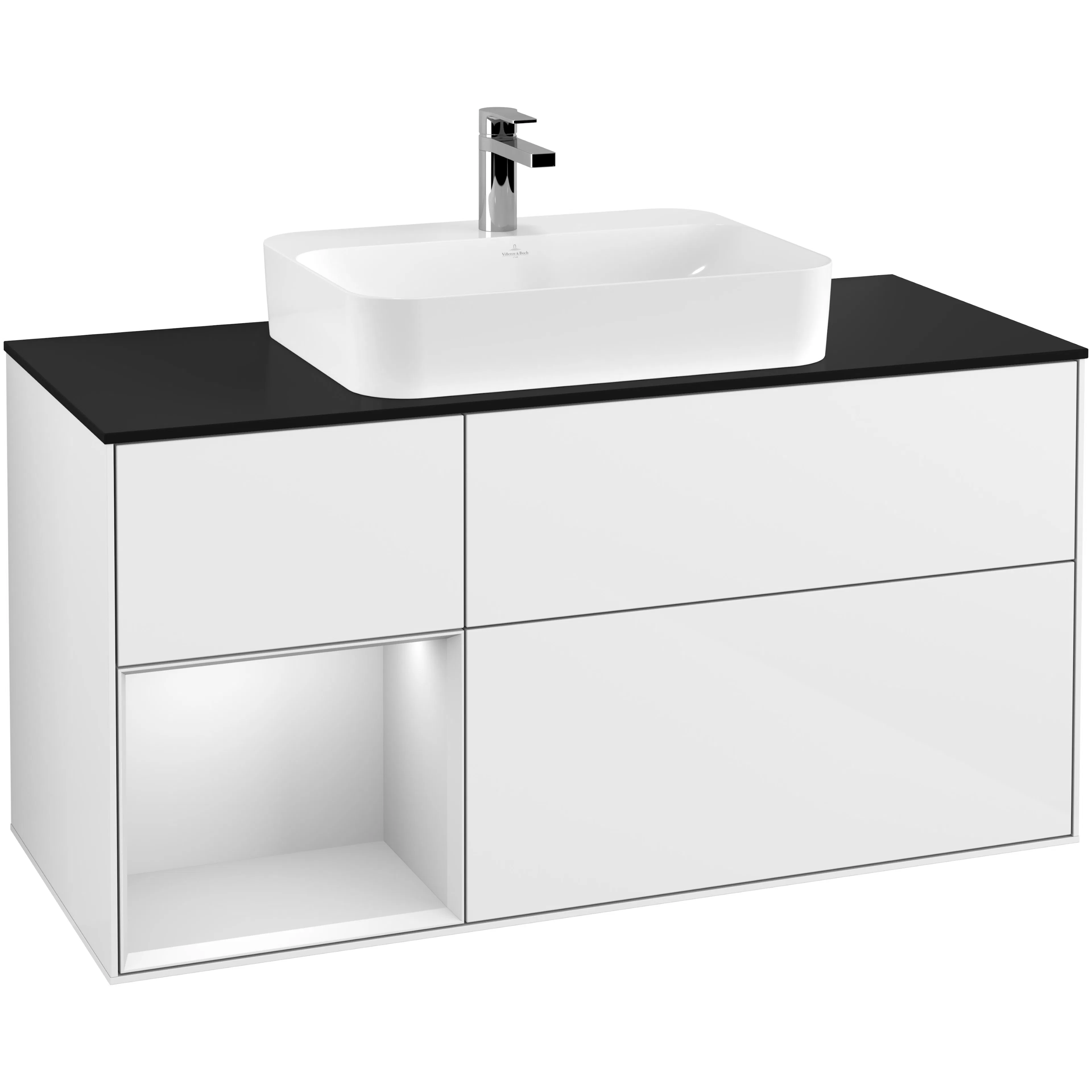 Tvättställsskåp Villeroy & Boch Finion med 3 Lådor Hylla och Bänkskiva för Ytmonterat Tvättställ