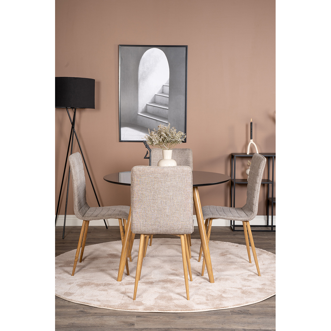 Spisegruppe Venture Home Plaza Ø100 cm med 4st Windu Spisestoler