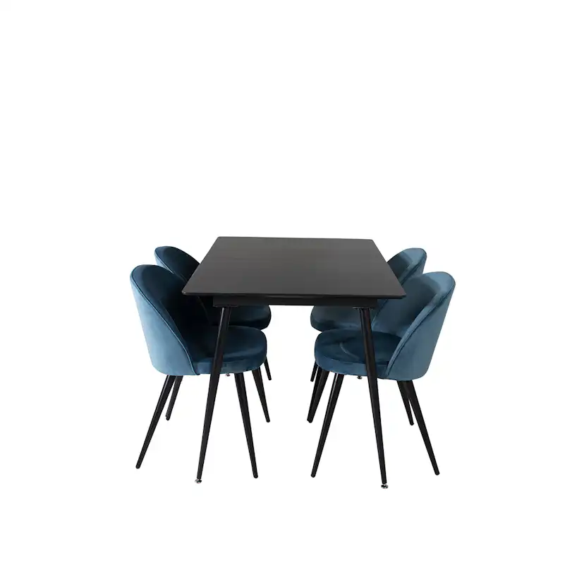 Spisegruppe Venture Home Silvia med Innleggsplate og 4 Valentina Stoler