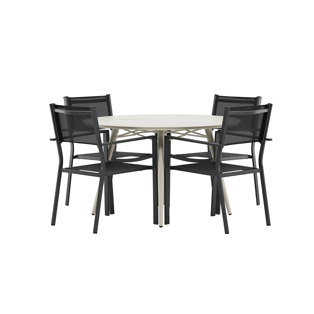 Spisegruppe Venture Home Lina Ø120 cm med 4 Copacabana Stoler