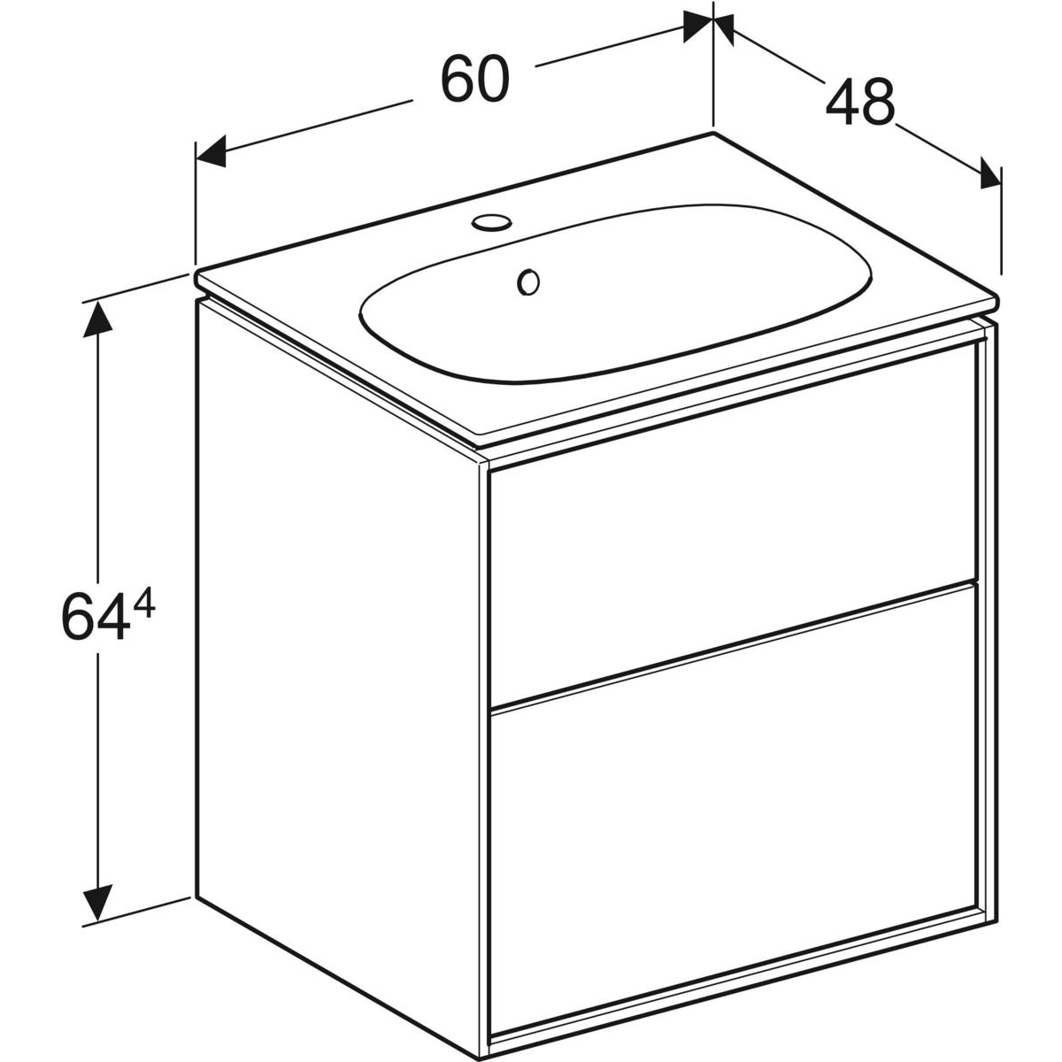 Servantskap Ifö Sense Art Smal Design 60 med 2 Skuffer