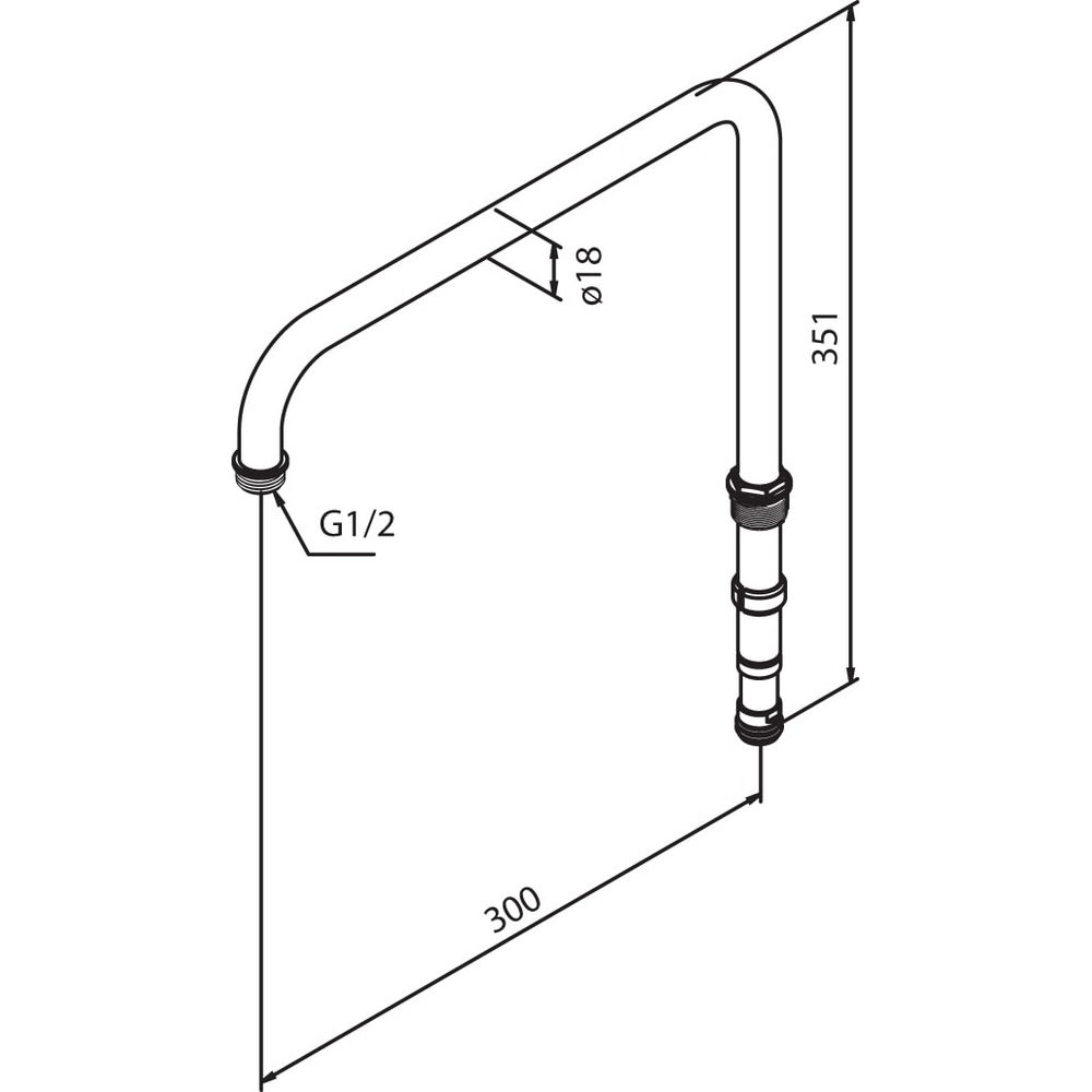 Dusjarm for Takdusj 300  mm, krom