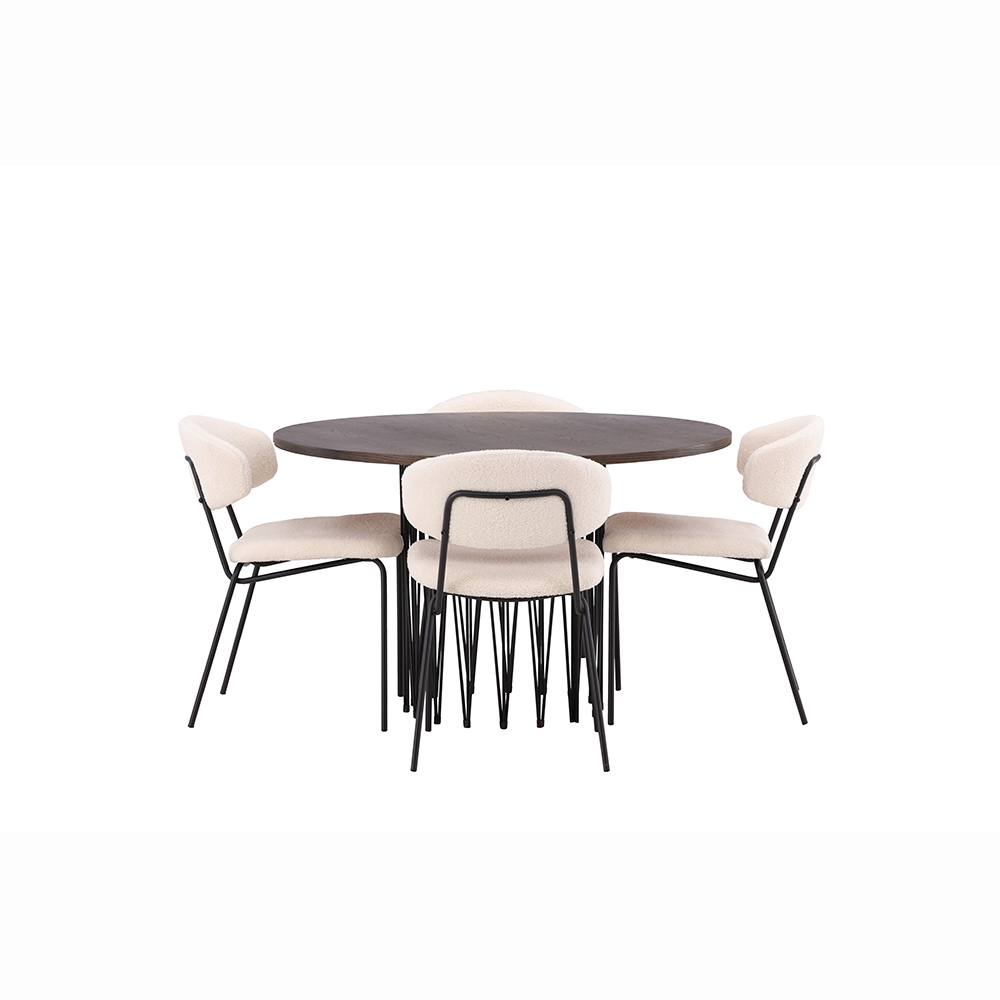 Spisegruppe furniture/fashion Stone med 4 Chico Stoler Rundt