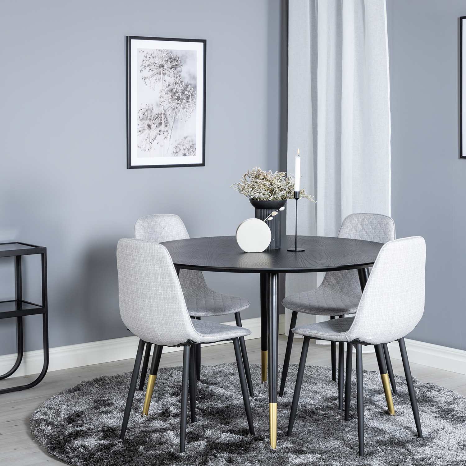 Spisegruppe Venture Home Dipp Ø115 cm med 4 Polar Stoler