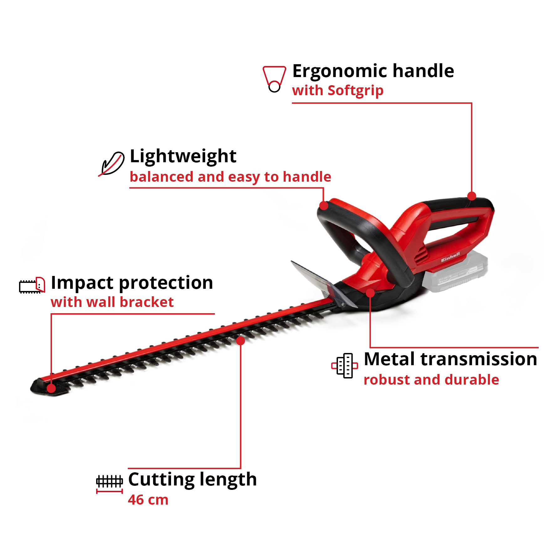 Hekksaks Einhell Expert GH-CH 1846 Li uten Batteri