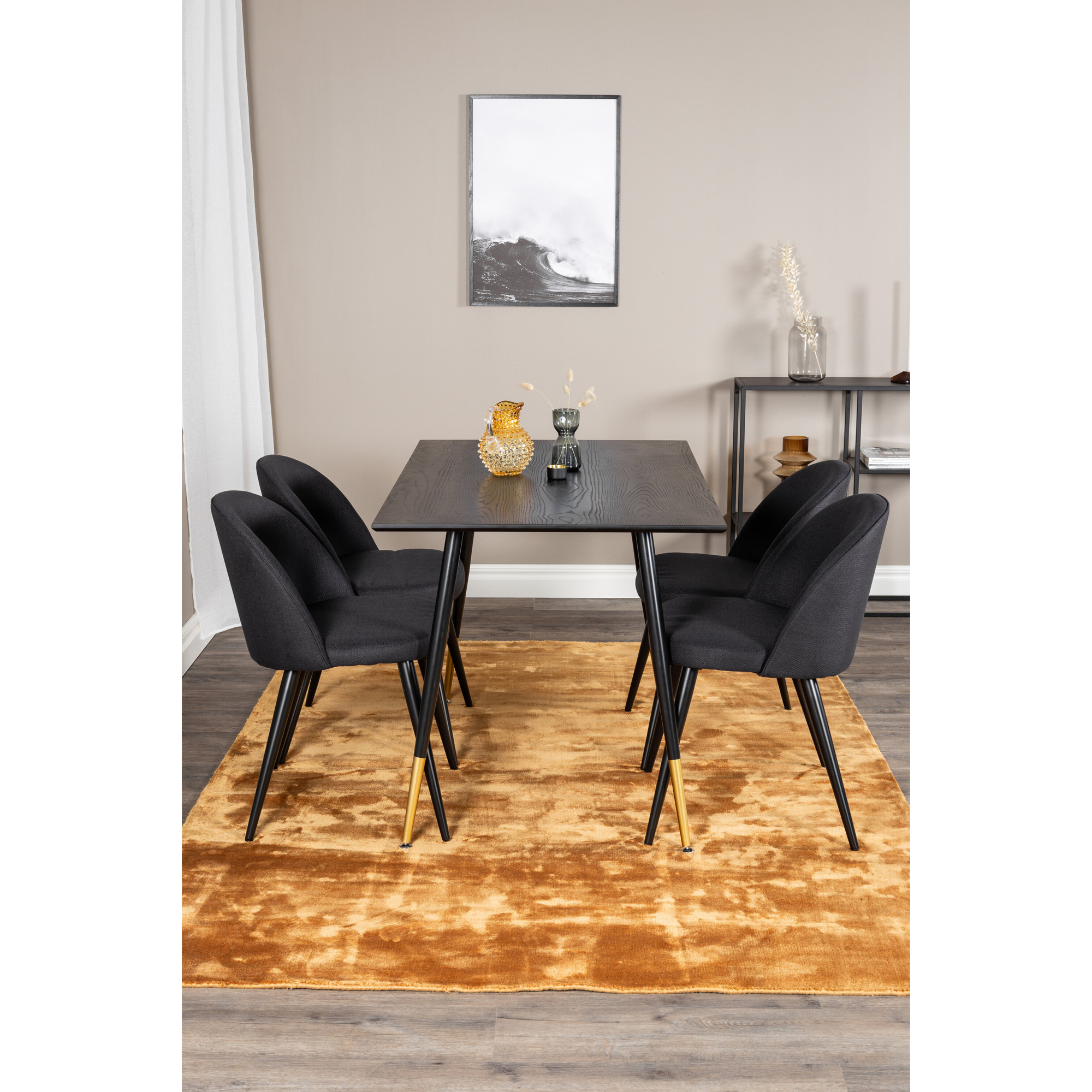 DippTable - Black Veneer -VelvetChiar- Black _4 Sort/, Polyester