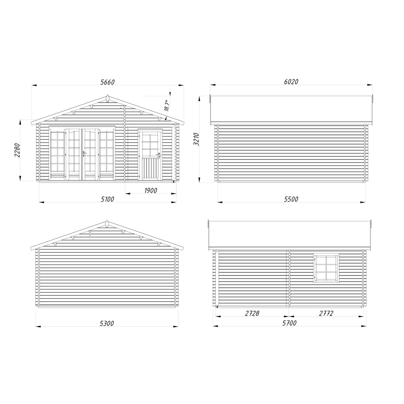 Garasje Palmako Roger 21,9 m2 uten Port